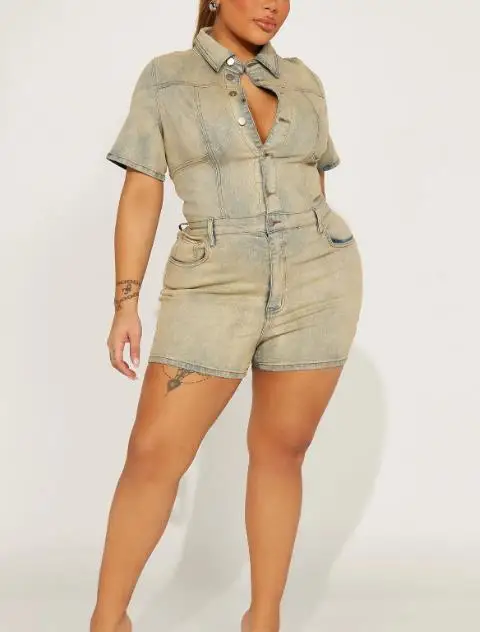 Весна/Лето 2022, новый женский модный повседневный высокоэластичный джинсовый комбинезон с короткими рукавами для похудения, женская одежда
Весна/Лето 2022, новый женский модный повседневный высокоэластичный джинсовый комбинезон с короткими рукавами для похудения, женская одежда