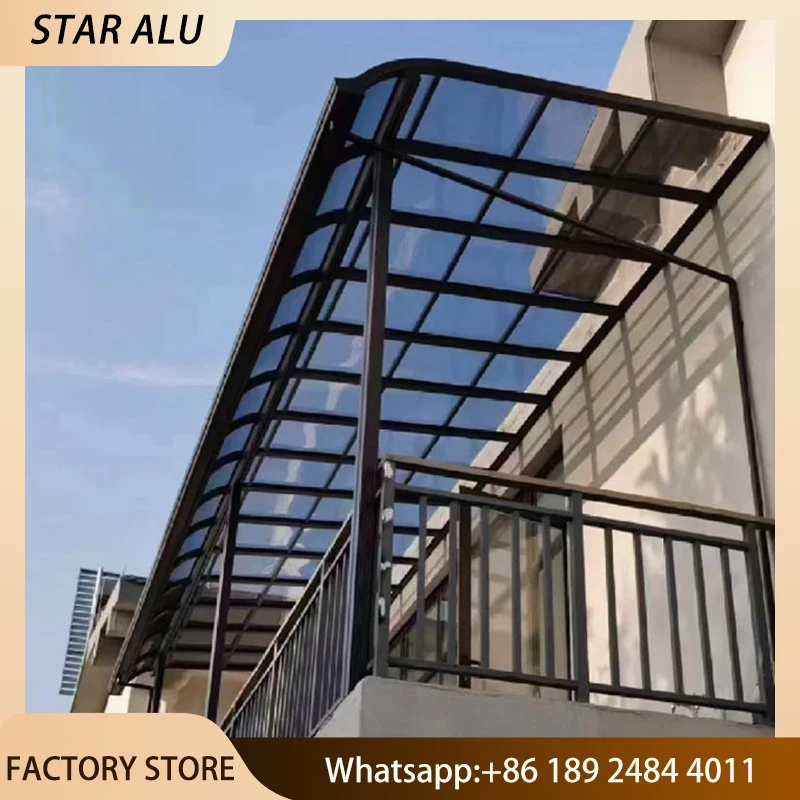Aluminum Awning for Patio Deck Polycarbonate Curved Roof Canopy UV Protection Sun Shelter Villa Balcony Terrace Entrance
Aluminum Awning for Patio Deck Polycarbonate Curved Roof Canopy UV Protection Sun Shelter Villa Balcony Terrace Entrance