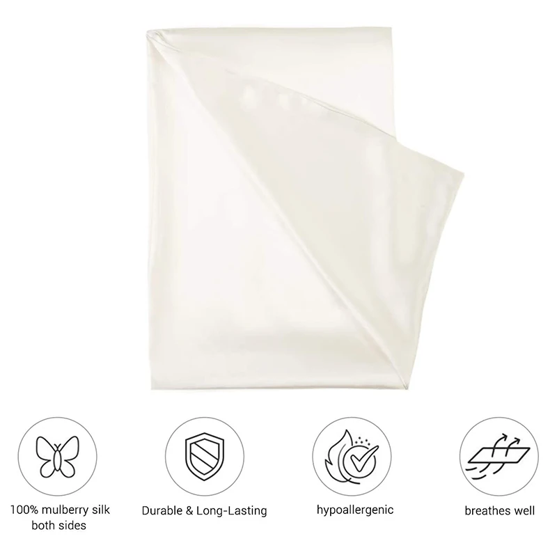Both Sides Natural Pure Silk Pillowcase for Hair and Skin, 600 Thread Count 50X75cm- White
Both Sides Natural Pure Silk Pillowcase for Hair and Skin, 600 Thread Count 50X75cm- White