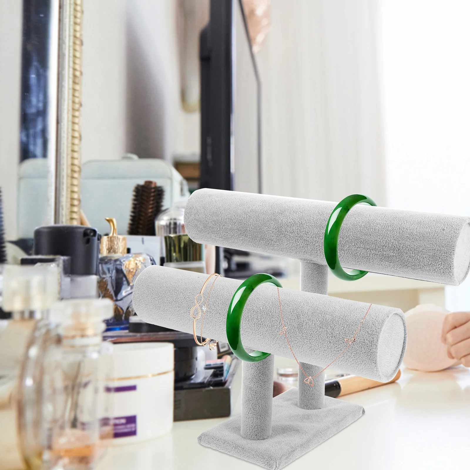 Bracelet Holder Bangle Storage Rack 2 Tier Detachable Velvet Jewelry Display Stand Organizer Home Shop Anti Scratch
Bracelet Holder Bangle Storage Rack 2 Tier Detachable Velvet Jewelry Display Stand Organizer Home Shop Anti Scratch