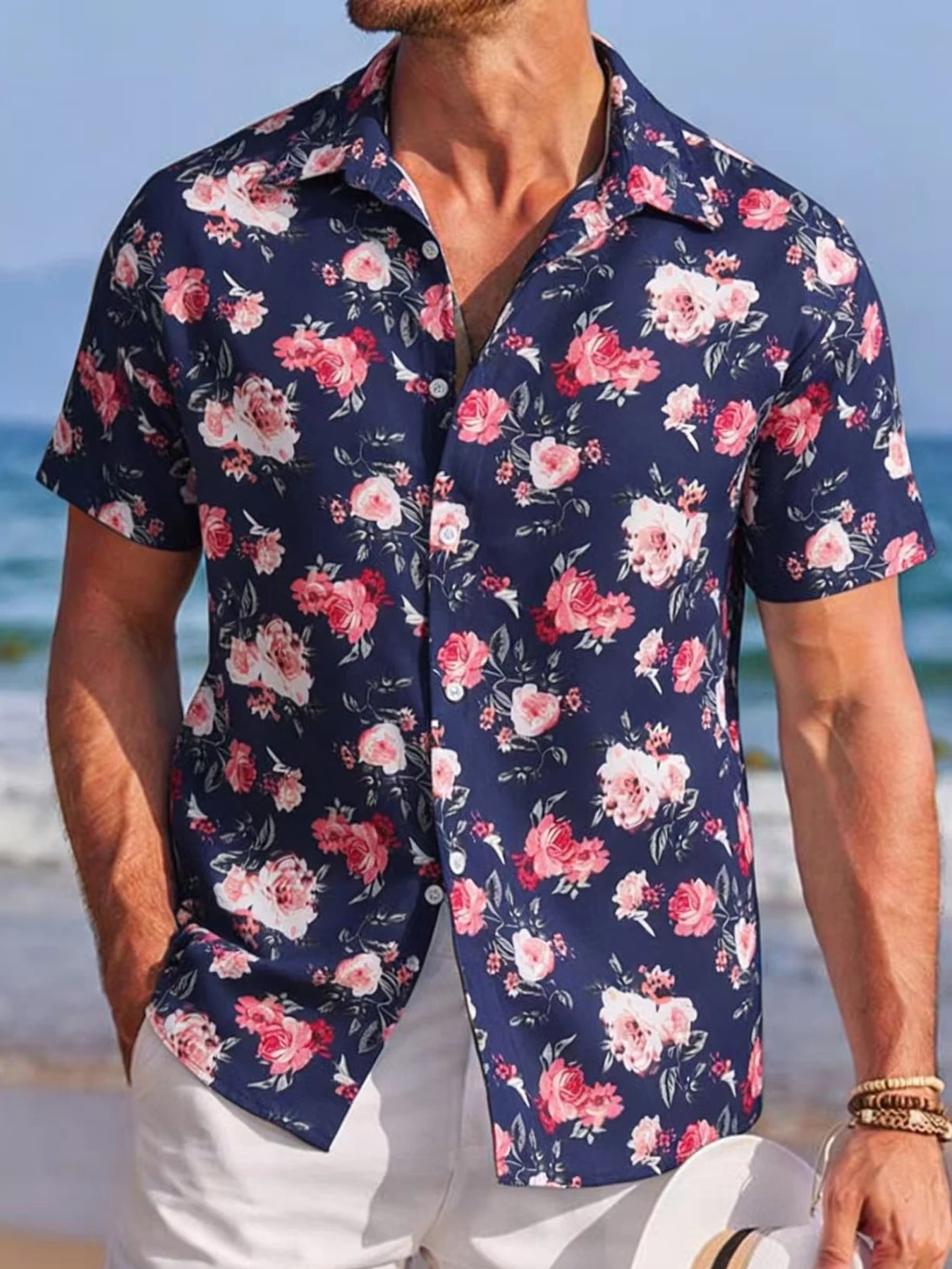 Rose Pattern Men's Short Sleeve Button Down Lapel Shirt Summer Casual Printed shirt
Rose Pattern Men's Short Sleeve Button Down Lapel Shirt Summer Casual Printed shirt