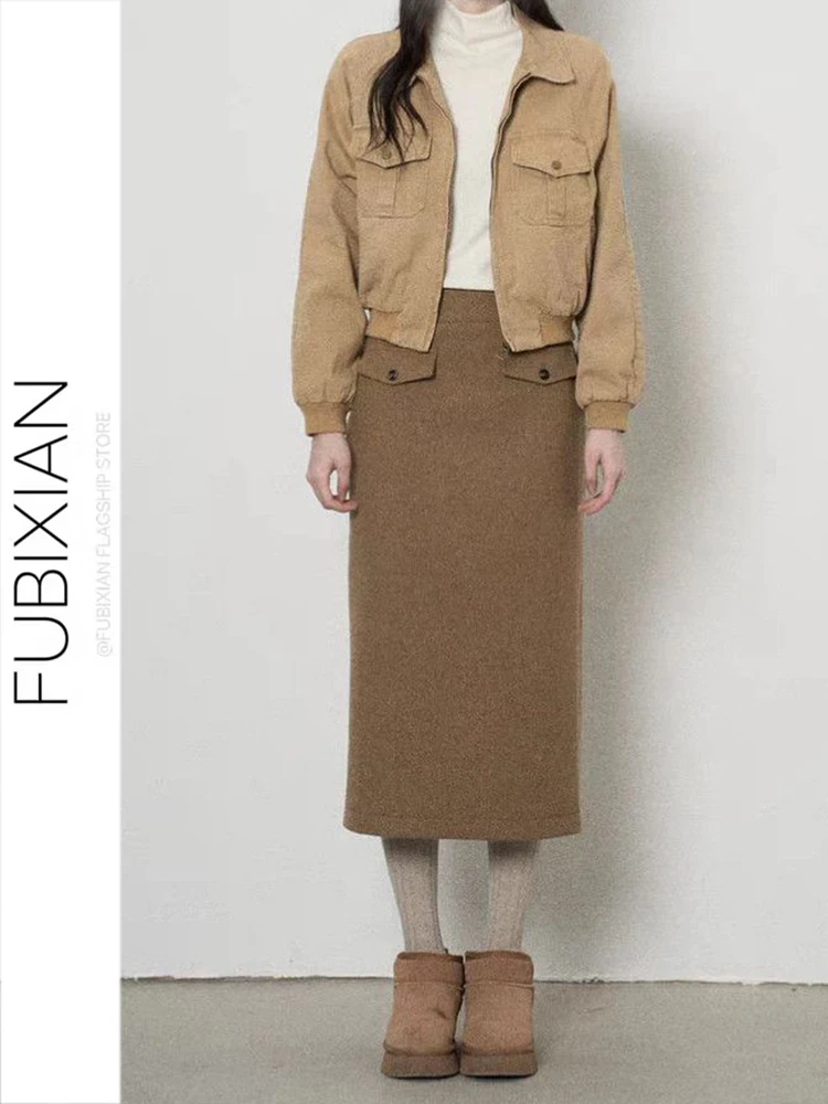 Korean Ele High-End Woolen Midi Skirt Women's A-Line Straight Cut Versatile f-length Spring Autumn Winter Faion
Korean Ele High-End Woolen Midi Skirt Women's A-Line Straight Cut Versatile f-length Spring Autumn Winter Faion