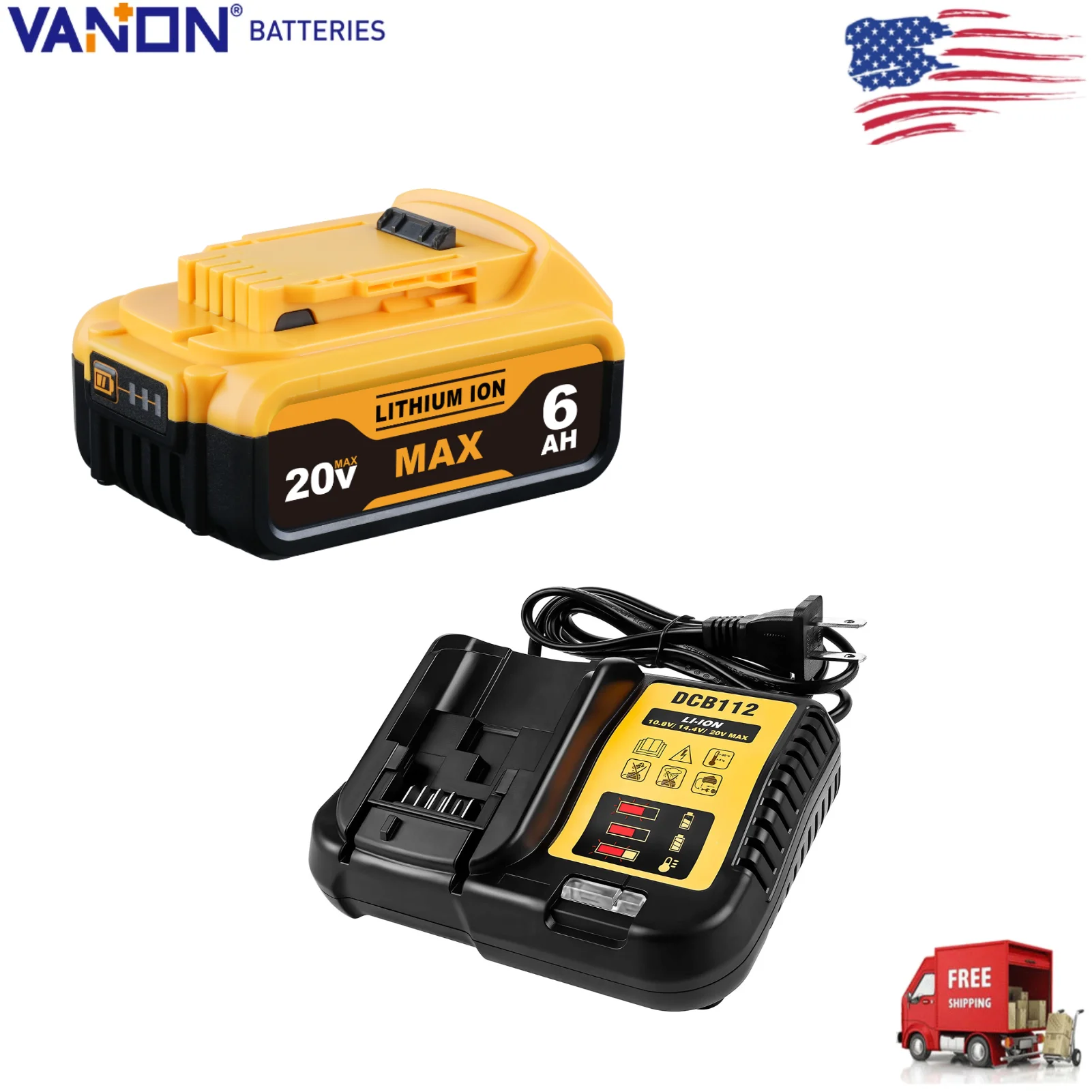 VANON High Capacity 6.0Ah 20V Li-on Battery & DCB112 Charger Replace for DEWALT DCB205 DCB200 DCB206 Cordless Power Tools
VANON High Capacity 6.0Ah 20V Li-on Battery & DCB112 Charger Replace for DEWALT DCB205 DCB200 DCB206 Cordless Power Tools