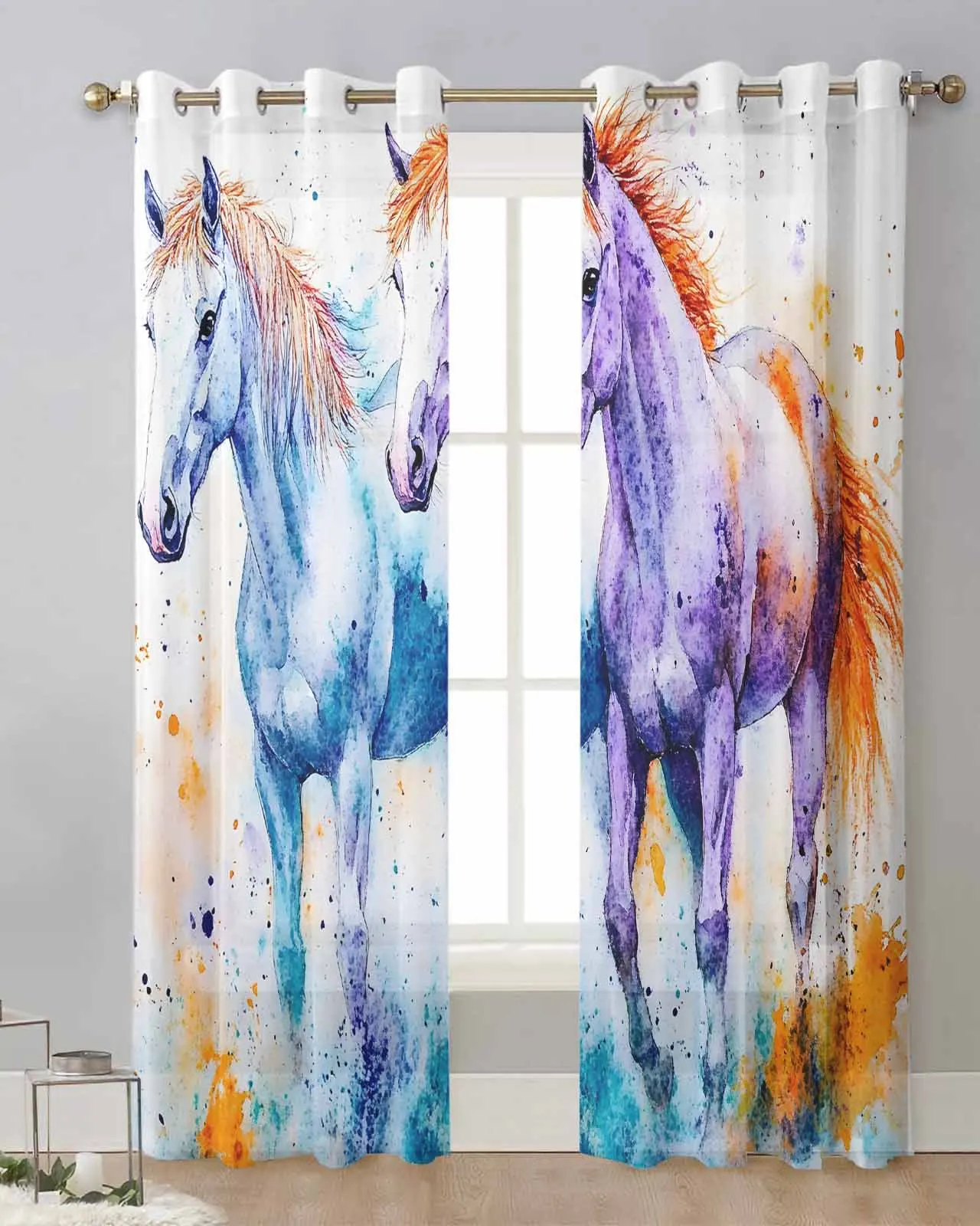 Watercolor Horse Tulle Living Room Decoration Transparent Sheer Curtains Bedroom Kitchen Voile Chiffon Drapes
Watercolor Horse Tulle Living Room Decoration Transparent Sheer Curtains Bedroom Kitchen Voile Chiffon Drapes