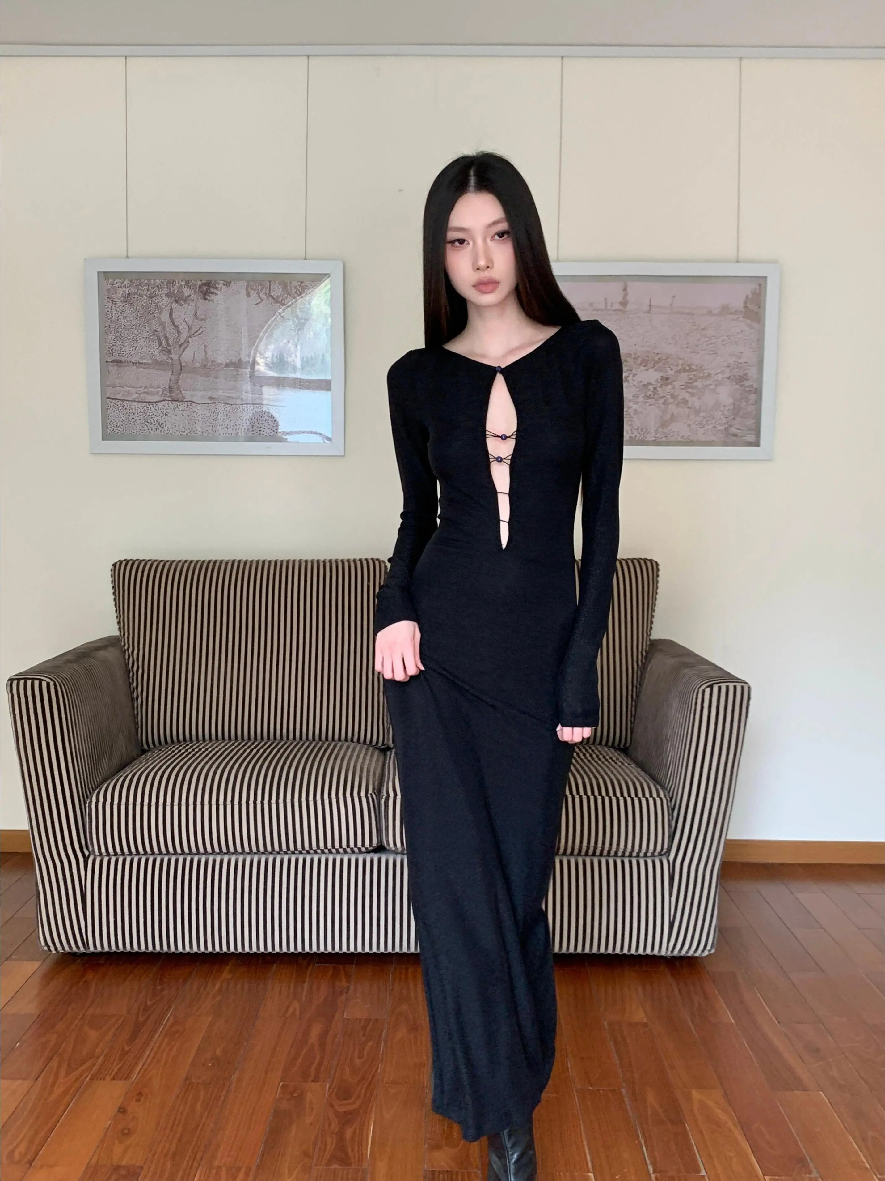 Black Knitted Dress Sexy Tight Fit Birthday Gift Dress Spring Design High End Honey Peach Auntie Long Sleeve Evening Gown
Black Knitted Dress Sexy Tight Fit Birthday Gift Dress Spring Design High End Honey Peach Auntie Long Sleeve Evening Gown