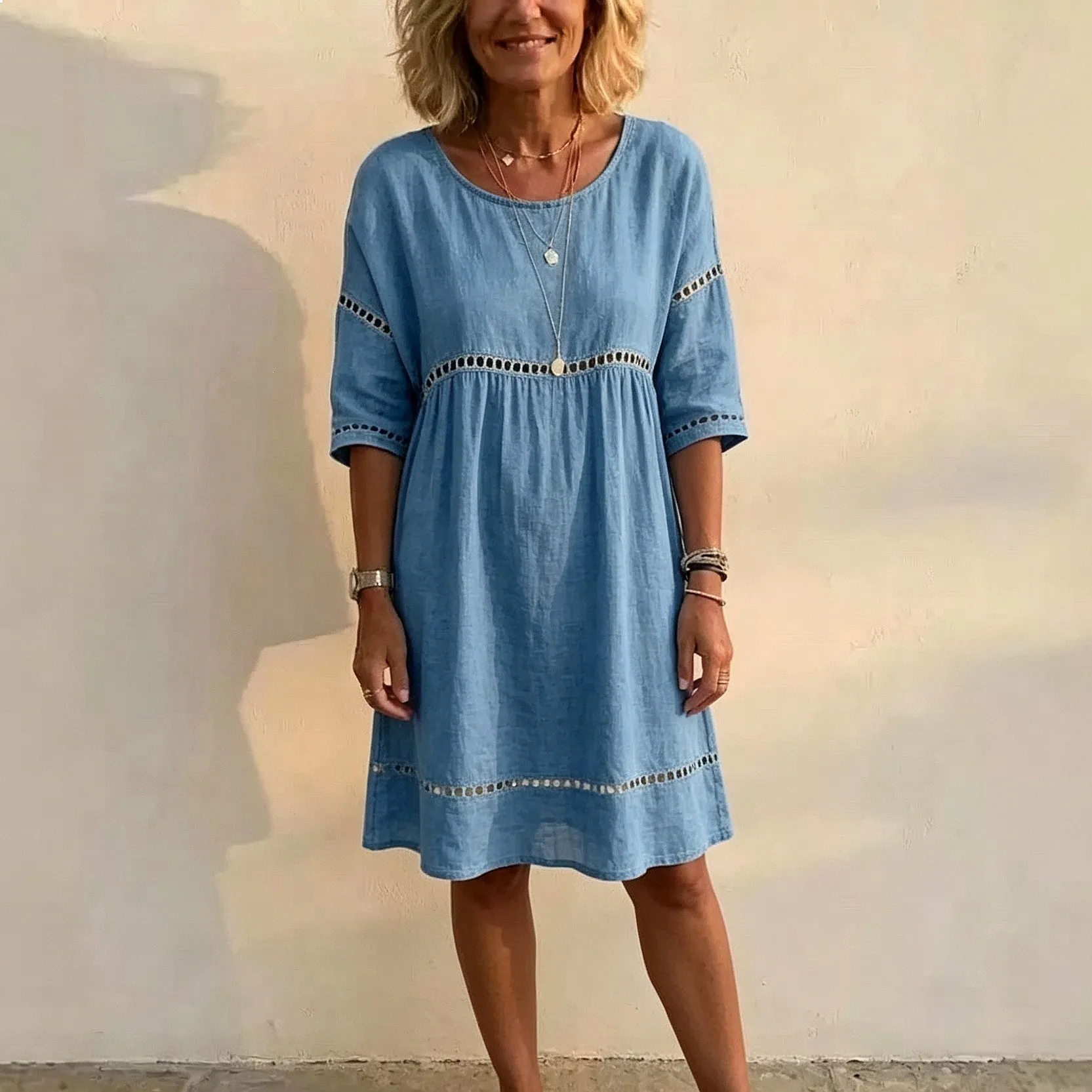 Elegant Casual Women Dress Spring Summer Round Neck Flared Sleeve Solid Color Women Dresses
Elegant Casual Women Dress Spring Summer Round Neck Flared Sleeve Solid Color Women Dresses