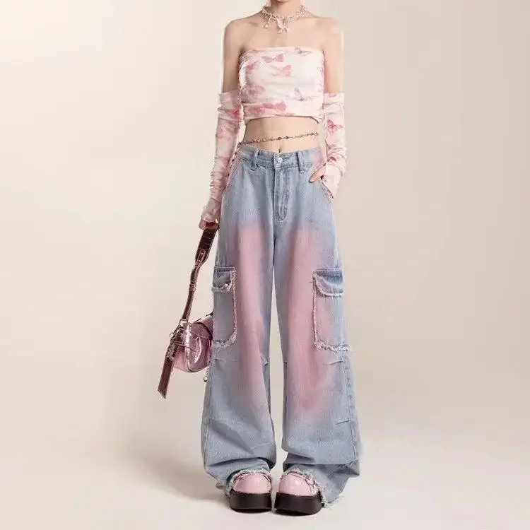 Gradient Spray Color Wide-Leg Jeans Women 2025 Spring New Niche Design Versatile Loose Slimming Straight Breasted Floor Pants
Gradient Spray Color Wide-Leg Jeans Women 2025 Spring New Niche Design Versatile Loose Slimming Straight Breasted Floor Pants