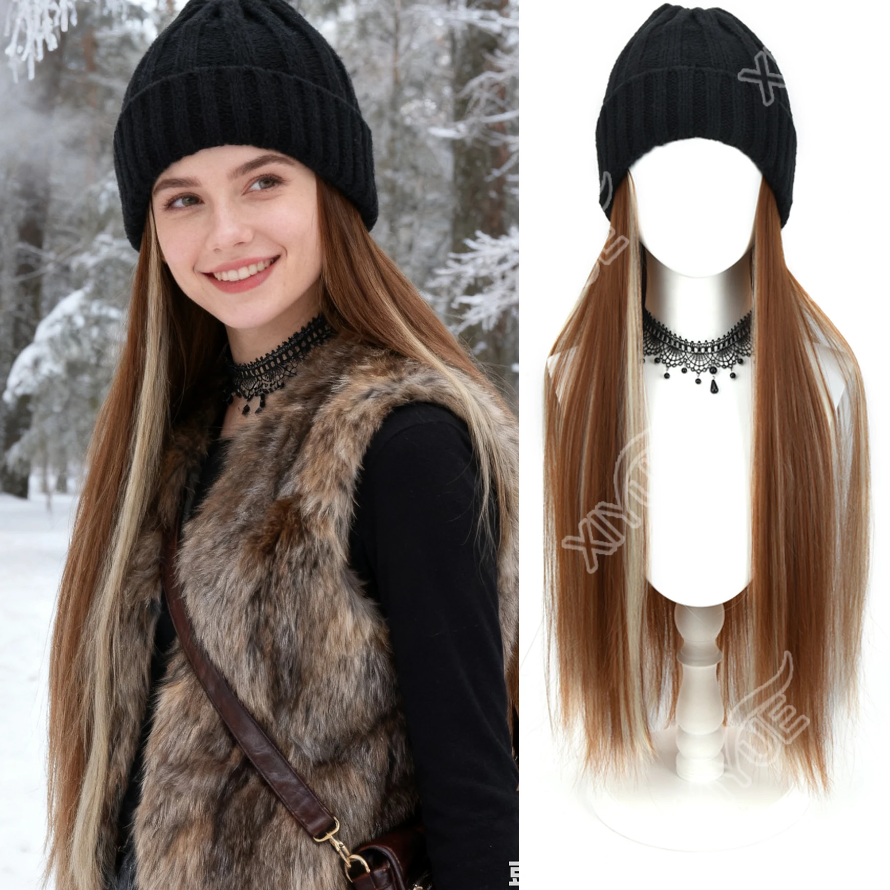 XIYUE синтетическая черная вязаная шапка, парик, длинные волнистые вьющиеся шиньоны, прикрепленная шапка с волосами, зимняя вязаная теплая шапка с шиньоном
XIYUE синтетическая черная вязаная шапка, парик, длинные волнистые вьющиеся шиньоны, прикрепленная шапка с волосами, зимняя вязаная теплая шапка с шиньоном