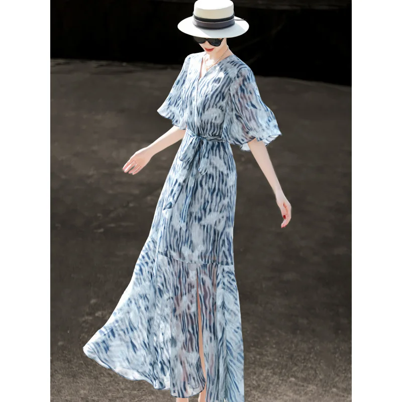 MEXCOCO 2026 Summer New French Minimal Printed Dress, Women Ruffle Hem Mermaid Slim Fit Elegant Long Dress
MEXCOCO 2026 Summer New French Minimal Printed Dress, Women Ruffle Hem Mermaid Slim Fit Elegant Long Dress