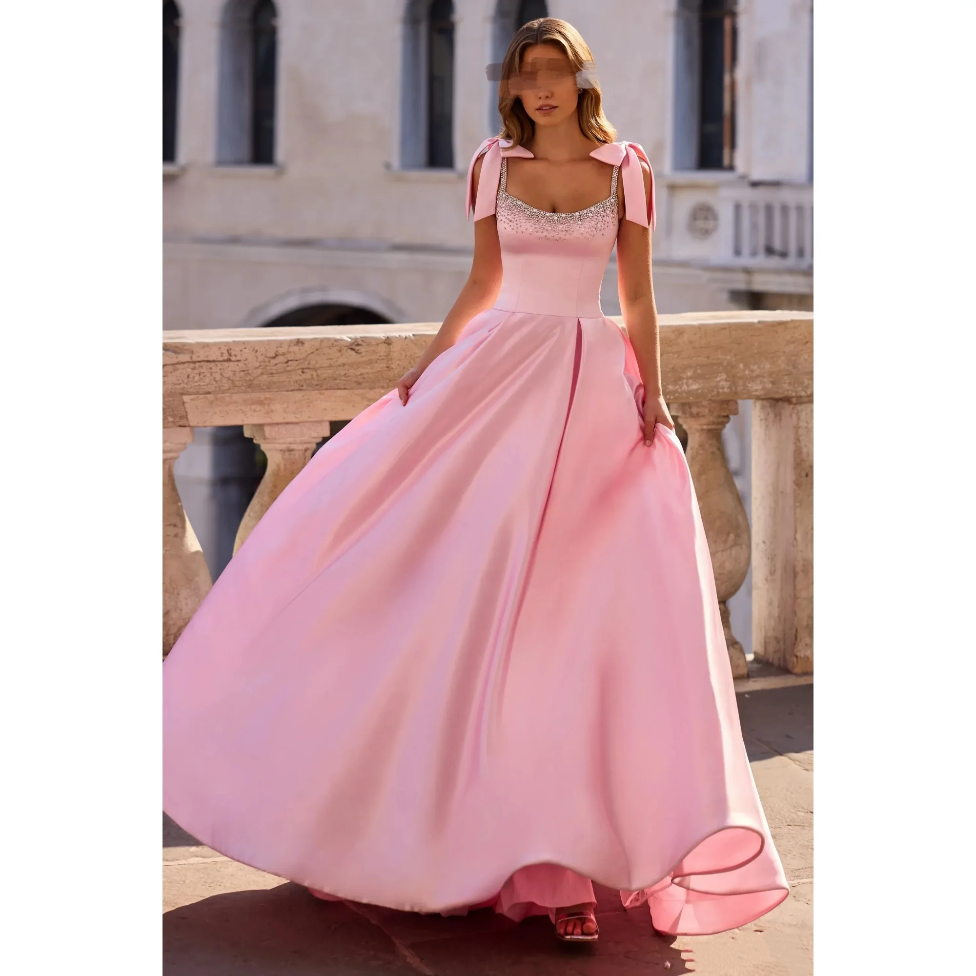 Elegant Pink Satin Ball Dress Square Neck Diamond Decoration A-line Evening Dress A-line Princess Party Dress Custom
Elegant Pink Satin Ball Dress Square Neck Diamond Decoration A-line Evening Dress A-line Princess Party Dress Custom