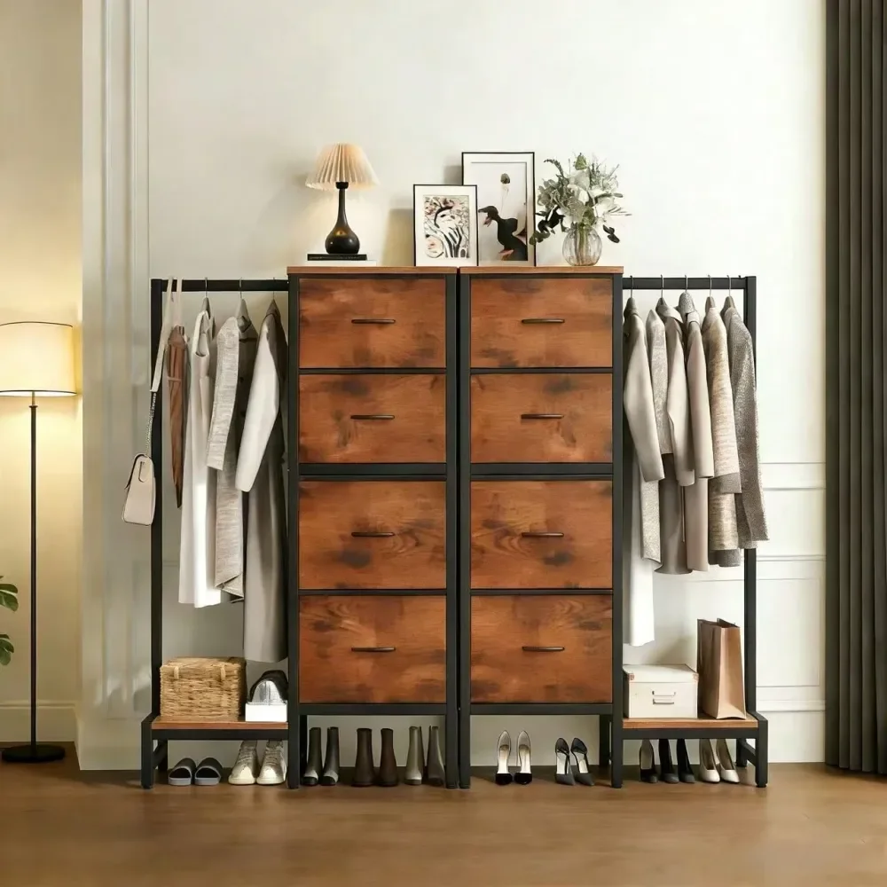 With Hanging Rack, 4 Drawers Small Closet For Bedroom, Reversible Fabric Kids Chest Of Drawers With Clothes Rack, Tall Storage
With Hanging Rack, 4 Drawers Small Closet For Bedroom, Reversible Fabric Kids Chest Of Drawers With Clothes Rack, Tall Storage