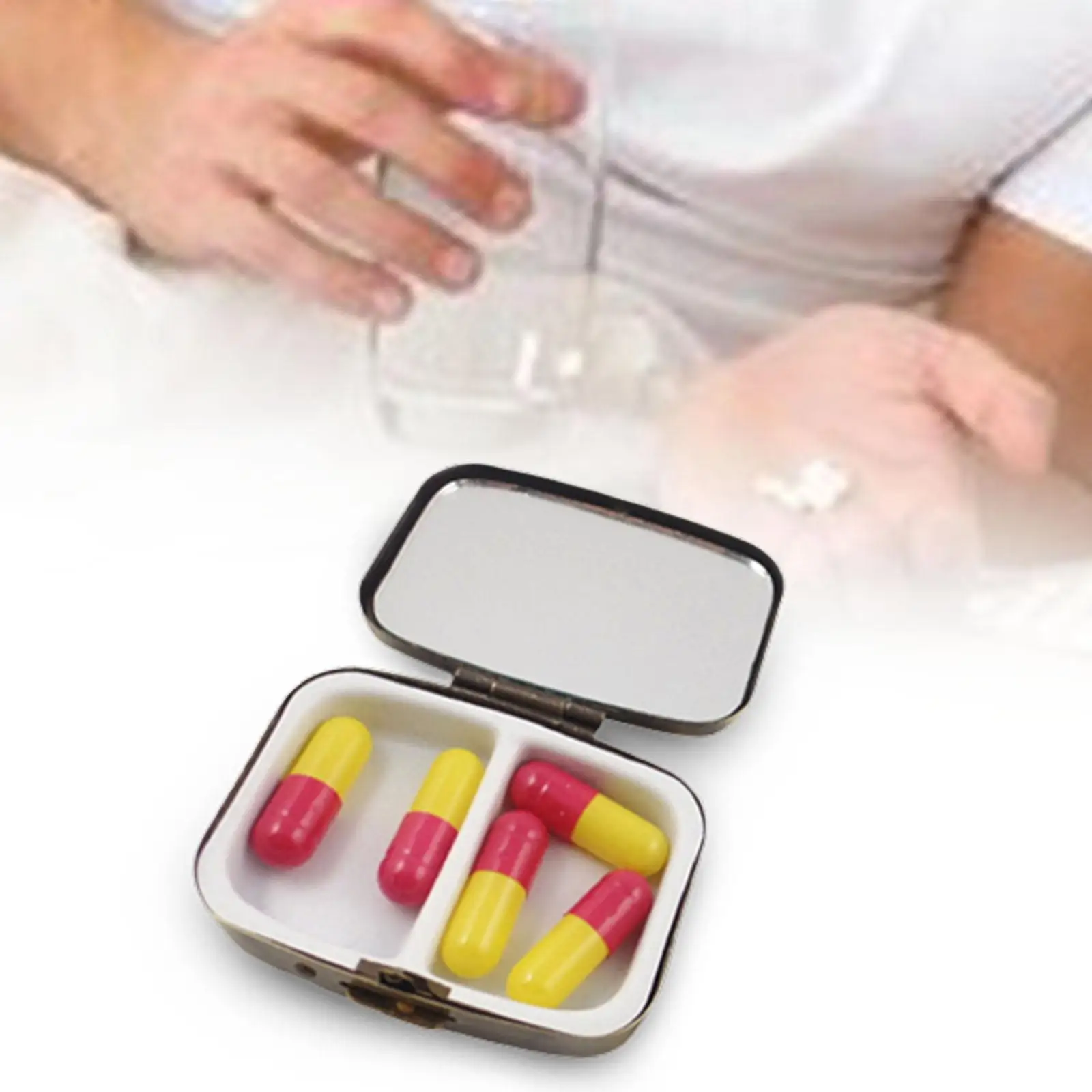Pill Box Rectangle Shape Elegant and Stylish Dustproof Durable with Mirror Portable Vintage Style Travel Pill Box for Supplement
Pill Box Rectangle Shape Elegant and Stylish Dustproof Durable with Mirror Portable Vintage Style Travel Pill Box for Supplement