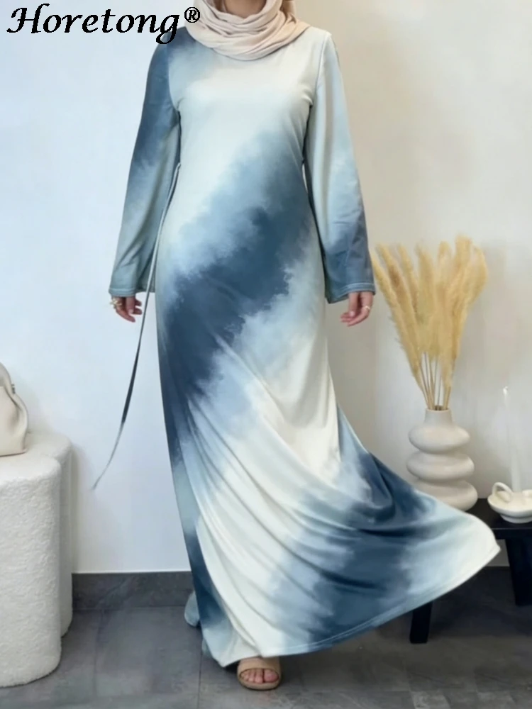 Horetong 2026 Muslim Abaya Women Dress Marble Print Round Neck Long Sleeve Belted A-Line Modest Islamic Casual Elegant Maxi Robe
Horetong 2026 Muslim Abaya Women Dress Marble Print Round Neck Long Sleeve Belted A-Line Modest Islamic Casual Elegant Maxi Robe