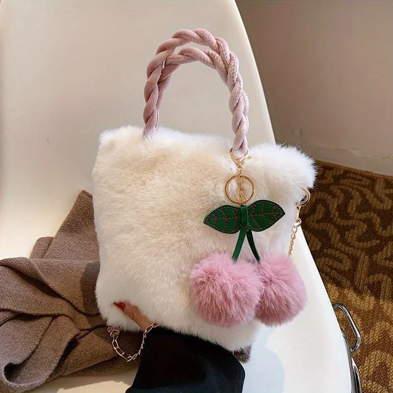 Cute Cherry Plush Tote Bag Women Fluffy Shoulder Bag Winter Warm Bucket Handbag Fashion Casual Purse
Cute Cherry Plush Tote Bag Women Fluffy Shoulder Bag Winter Warm Bucket Handbag Fashion Casual Purse