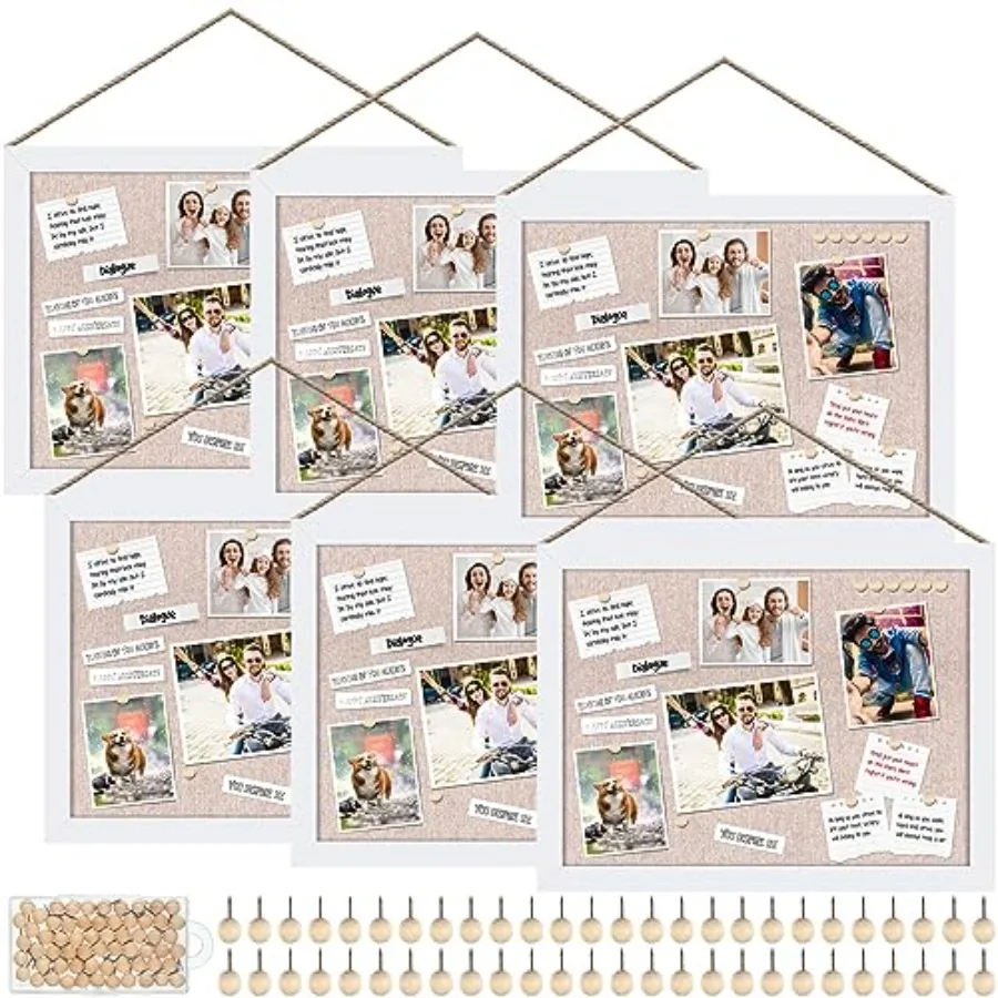 6 Pack Wood Bulletin Boards with Linen 12''x 16'' Cork Board for Walls with 60 Pushpin Decorative Wood Framed Display for Class
6 Pack Wood Bulletin Boards with Linen 12''x 16'' Cork Board for Walls with 60 Pushpin Decorative Wood Framed Display for Class