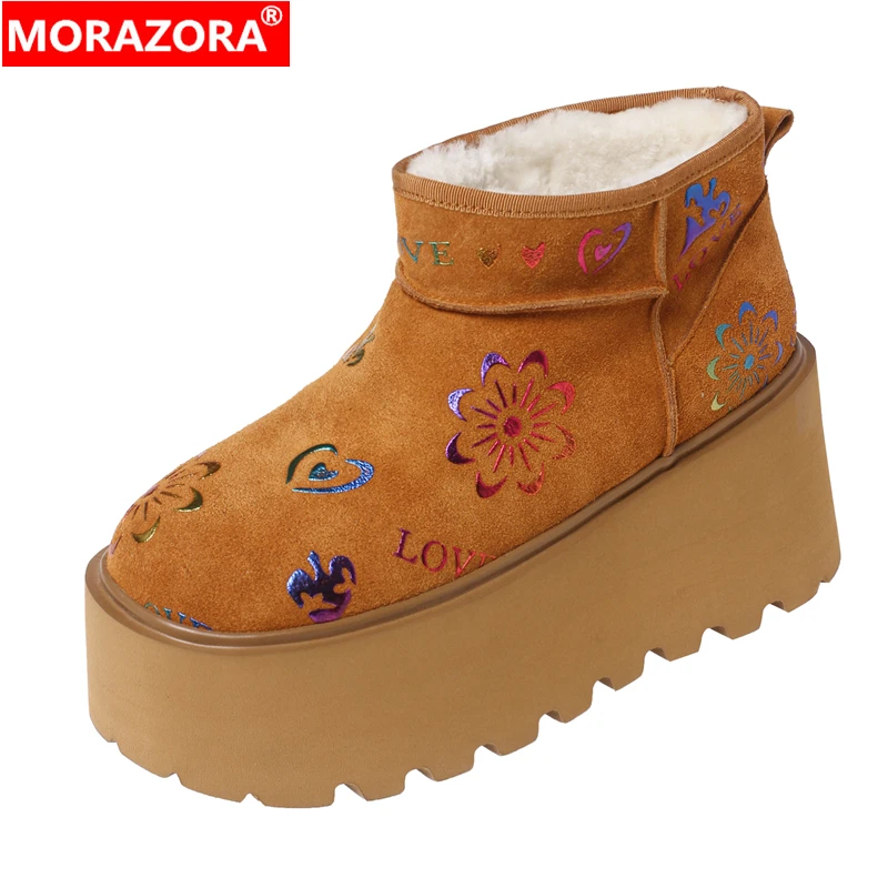 MORAZORA Cow Suede Wool Snow Boots Women Slip On Printed Thick Bottom Platform Winter Boots Warm Ankle Booties Casual Shoes
MORAZORA Cow Suede Wool Snow Boots Women Slip On Printed Thick Bottom Platform Winter Boots Warm Ankle Booties Casual Shoes
