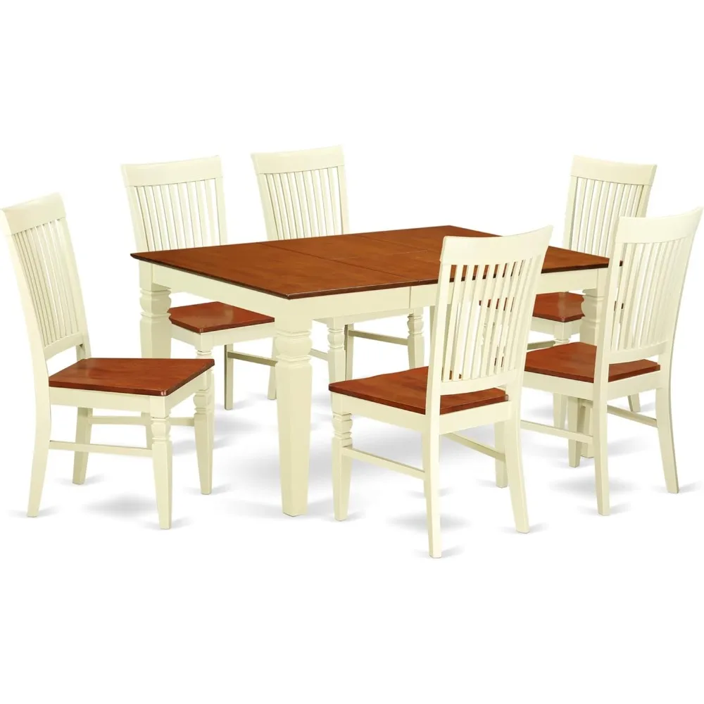 WEST7-BMK-W Weston 7 Piece Kitchen Set Consist of a Rectangle Table with Butterfly Leaf and 6 Dining Room Chairs
WEST7-BMK-W Weston 7 Piece Kitchen Set Consist of a Rectangle Table with Butterfly Leaf and 6 Dining Room Chairs