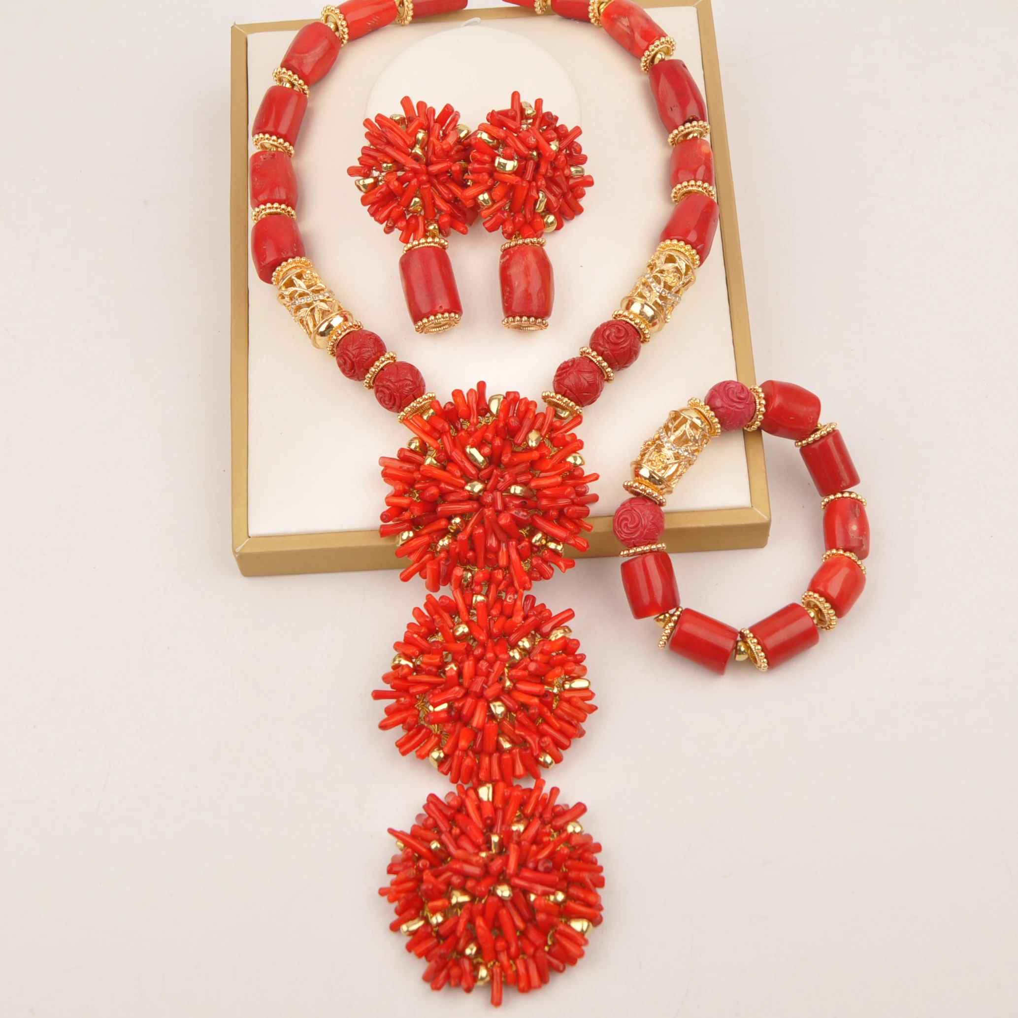 Natural Coral Necklace Red Nigerian beads jewelry set for african wedding bride
Natural Coral Necklace Red Nigerian beads jewelry set for african wedding bride