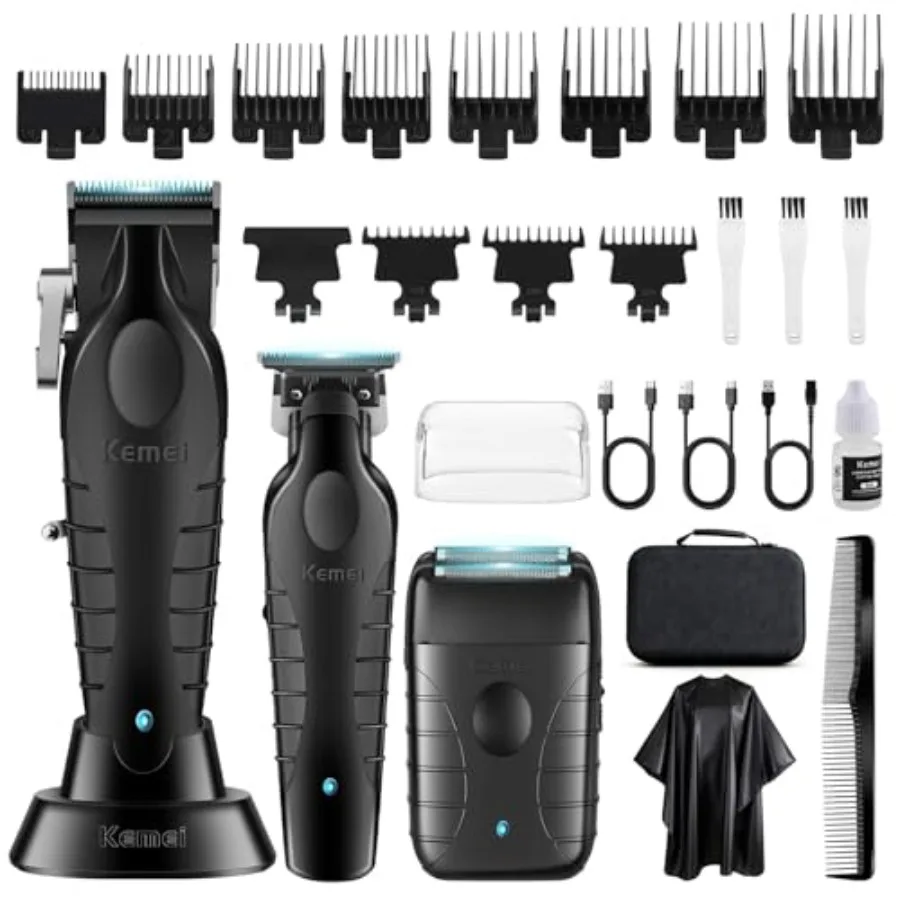 Cordless Professional Hair Clippers for Men with T-Blade Trimmer and Foil Shaver Electric Hair Cutting Kit in Black with 11 Gui
Cordless Professional Hair Clippers for Men with T-Blade Trimmer and Foil Shaver Electric Hair Cutting Kit in Black with 11 Gui
