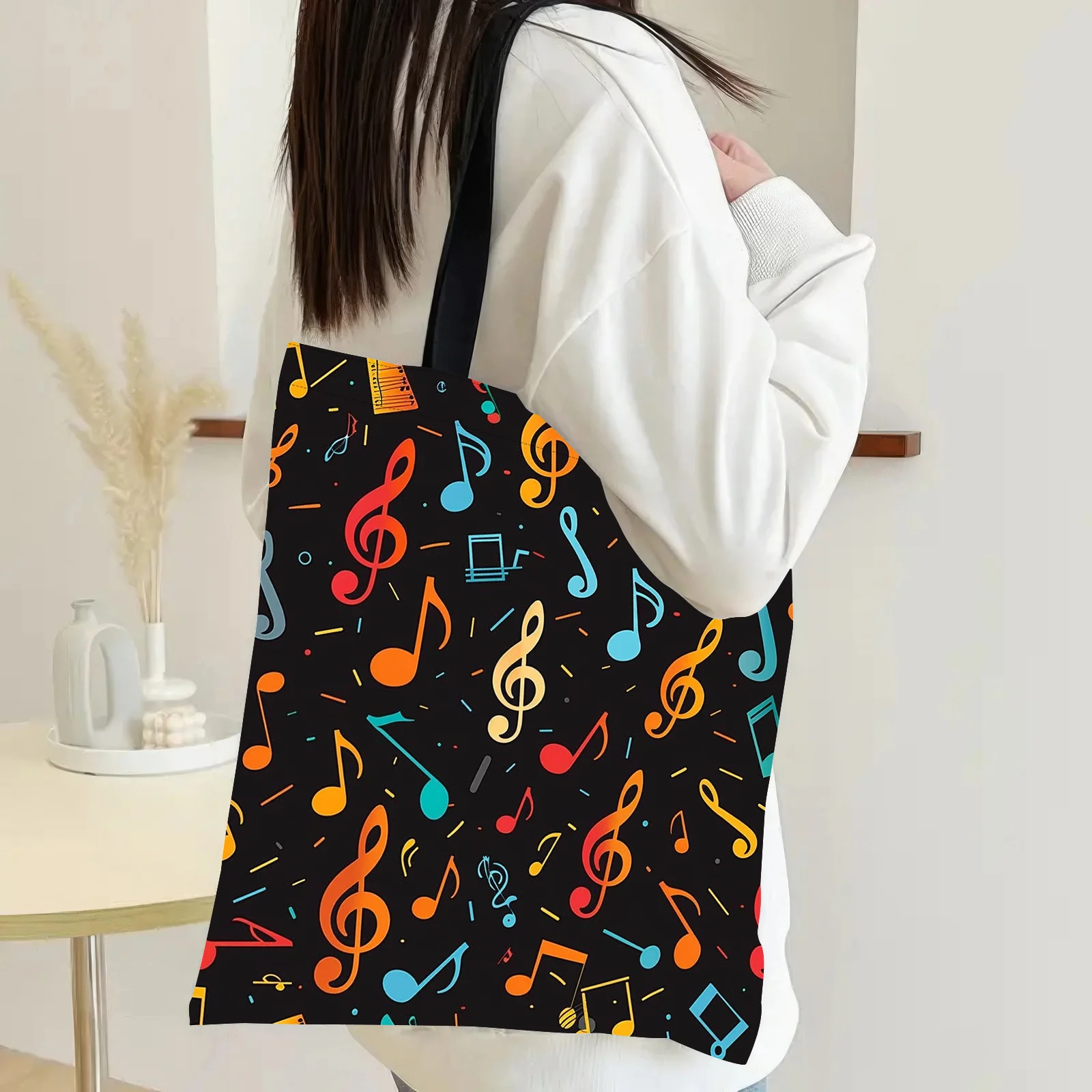 1pc Chic Music Notes Tote Bag for Women Versatile Everyday Handbag, Perfect for Shopping & Holidays, Simple Pattern Bag
1pc Chic Music Notes Tote Bag for Women Versatile Everyday Handbag, Perfect for Shopping & Holidays, Simple Pattern Bag