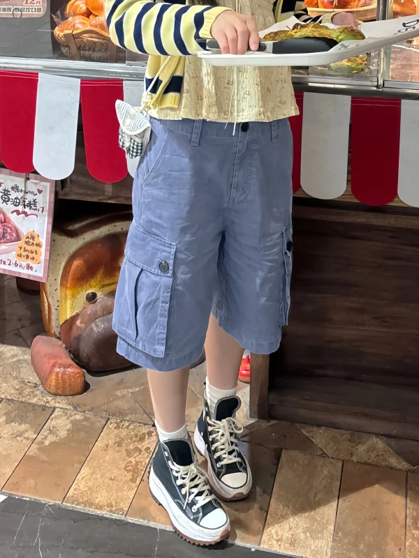 American Retro Workwear Style Multi-Pocket Denim Shorts Women's Loose Wide Leg Seven-Length Pants Spring Blue Casual
American Retro Workwear Style Multi-Pocket Denim Shorts Women's Loose Wide Leg Seven-Length Pants Spring Blue Casual