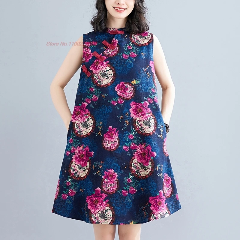 Китайское винтажное платье 2025 года, национальное платье Cheongsam с цветочным принтом, традиционное восточное платье Ципао без рукавов, Ципао, народное платье трапециевидной формы
Китайское винтажное платье 2025 года, национальное платье Cheongsam с цветочным принтом, традиционное восточное платье Ципао без рукавов, Ципао, народное платье трапециевидной формы