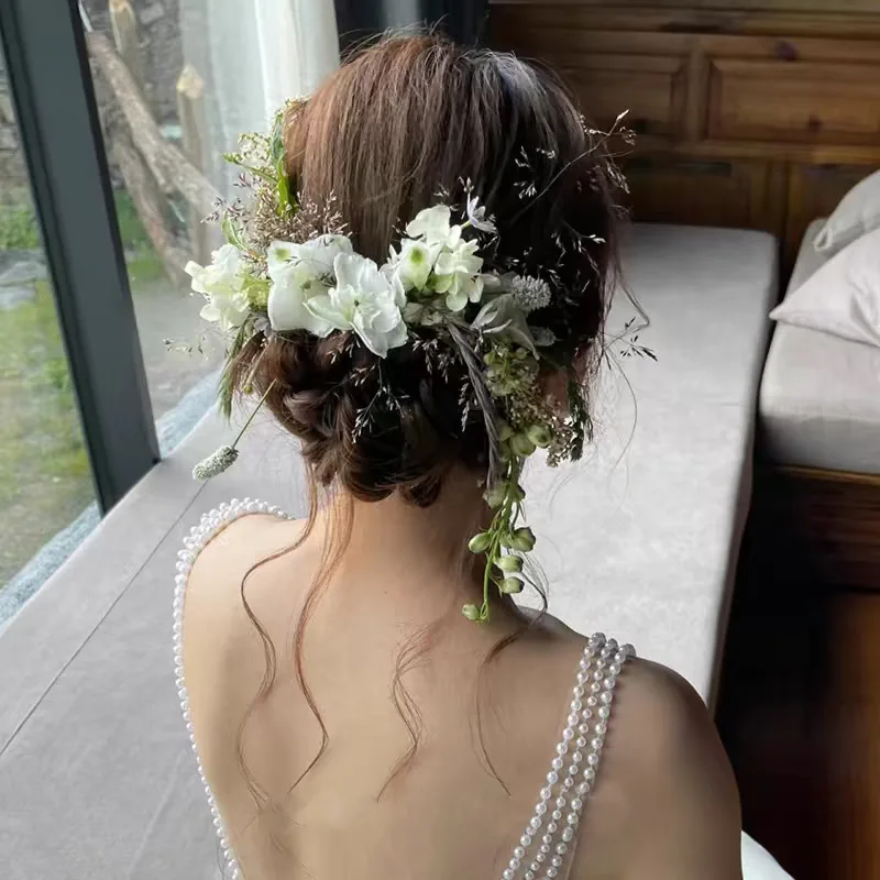New Flower Headpiece Bridal Senna Women's Wenzhu Edge Clip with Dried Flower Green Grass Hairpin Fairy Beauty Versatile Wedding
New Flower Headpiece Bridal Senna Women's Wenzhu Edge Clip with Dried Flower Green Grass Hairpin Fairy Beauty Versatile Wedding