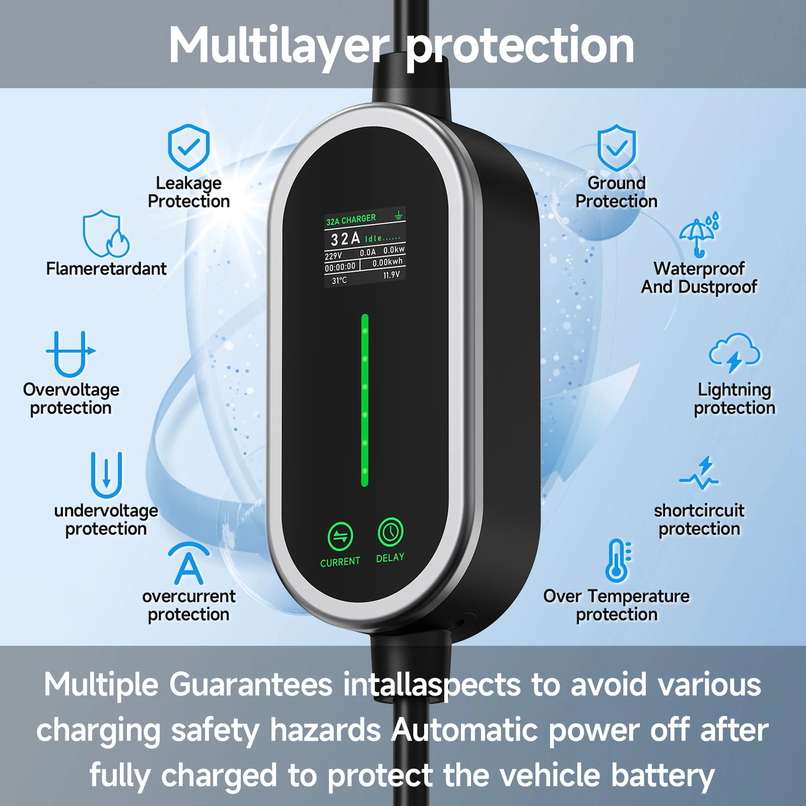 JNTAFEV 7.2KW Type 2 EV Charger 32A 1 Phase Portable Electric Vehicle Charger CEE Plug Type1 GB/T WIFI APP Control Wallbox
JNTAFEV 7.2KW Type 2 EV Charger 32A 1 Phase Portable Electric Vehicle Charger CEE Plug Type1 GB/T WIFI APP Control Wallbox
