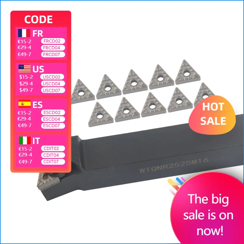 WTQNR/L WTQNR2020K16 WTQNR2525M16 WTQNR3232P16 External Turning Tool Holder use Carbide Inserts TNMG Cutter Lathe Cutting Tools
WTQNR/L WTQNR2020K16 WTQNR2525M16 WTQNR3232P16 External Turning Tool Holder use Carbide Inserts TNMG Cutter Lathe Cutting Tools