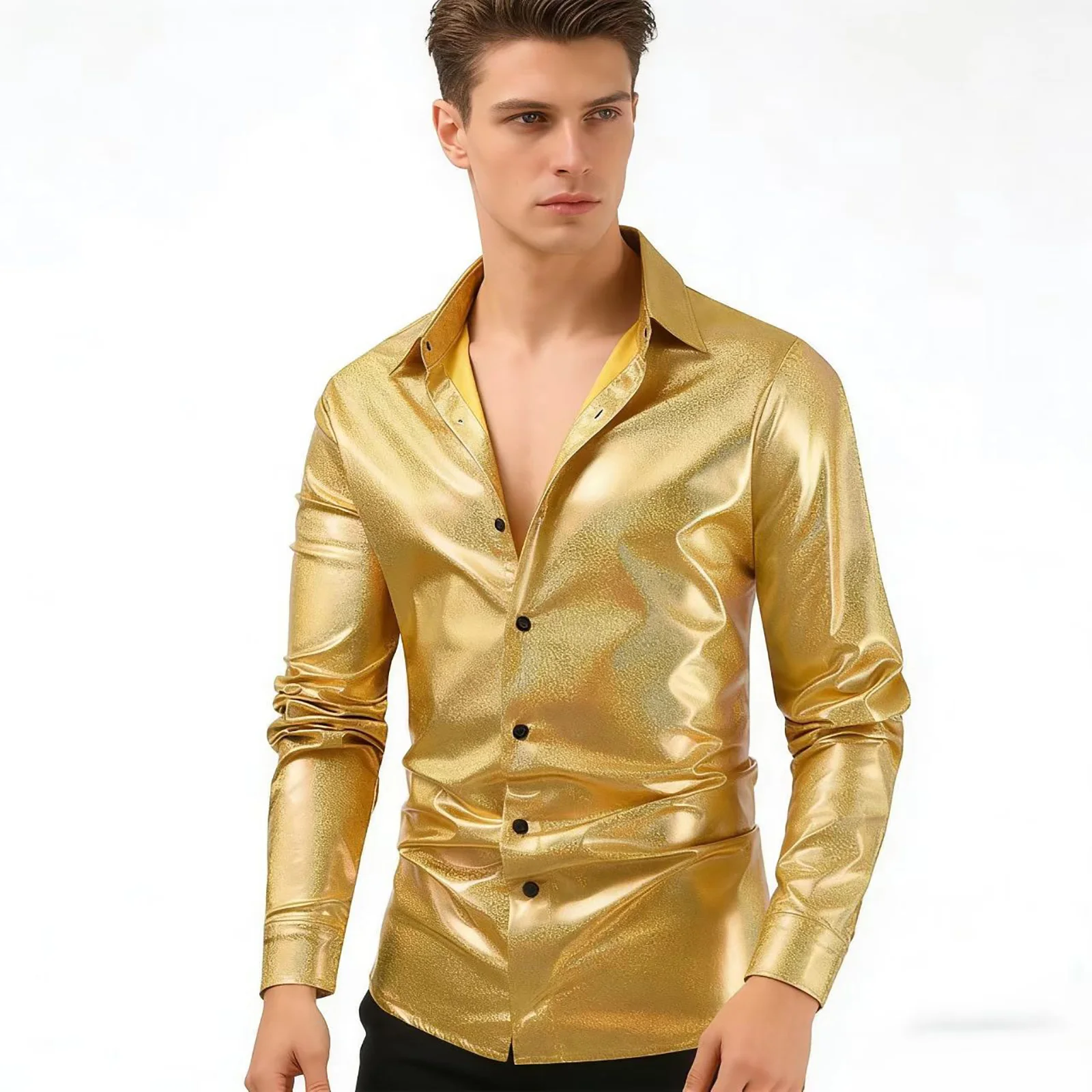 Mens 70s 80s Disco Party Shirt Metallic Shiny Long Sleeve Button Vintage Shirts Tops Blouse for Cocktail Rave Nightclub Dance
Mens 70s 80s Disco Party Shirt Metallic Shiny Long Sleeve Button Vintage Shirts Tops Blouse for Cocktail Rave Nightclub Dance