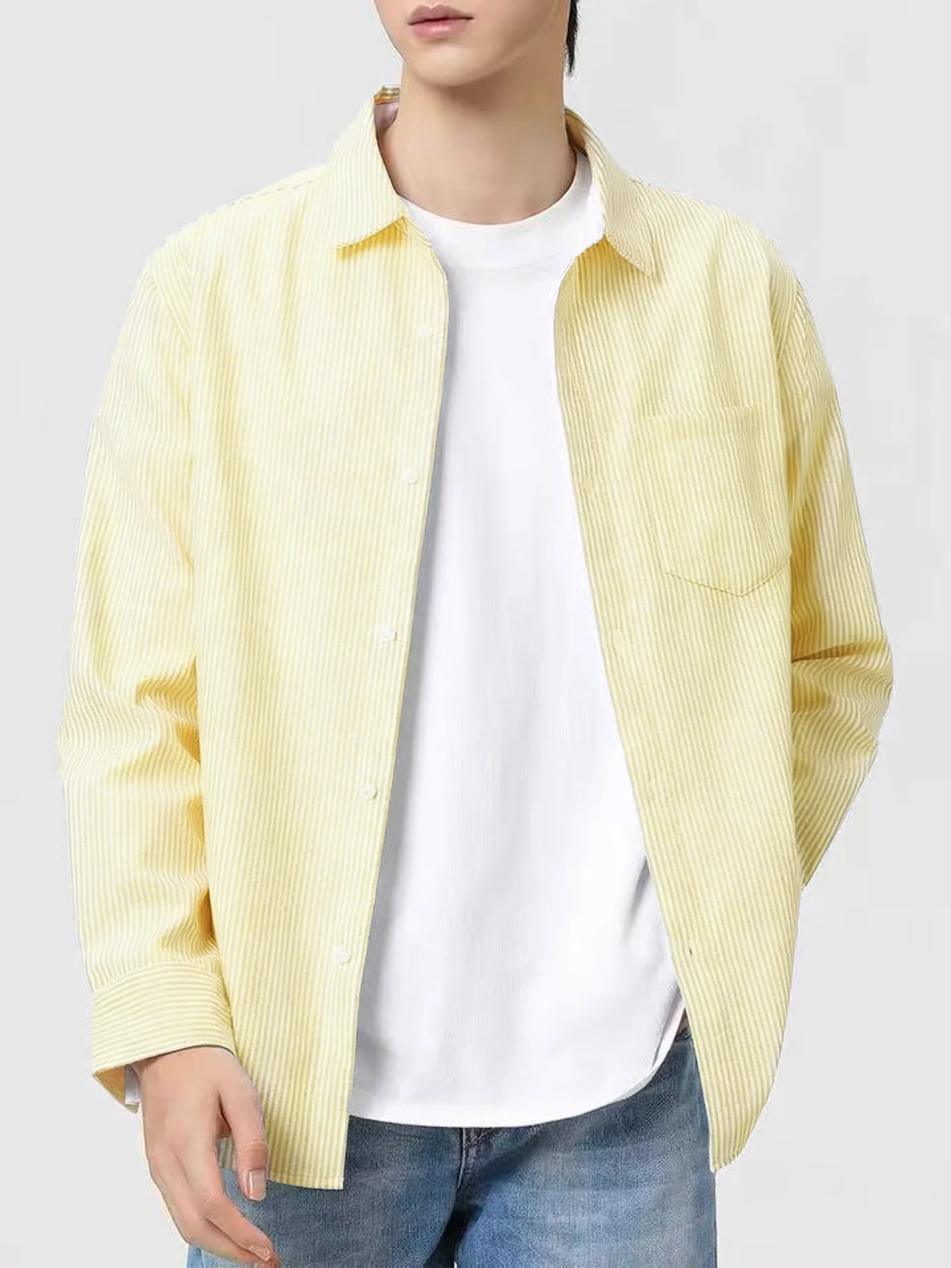 Мужская полосатая рубашка с длинными рукавами на весну и осень, корейский стиль, модная, элитная, универсальная повседневная рубашка
Мужская полосатая рубашка с длинными рукавами на весну и осень, корейский стиль, модная, элитная, универсальная повседневная рубашка