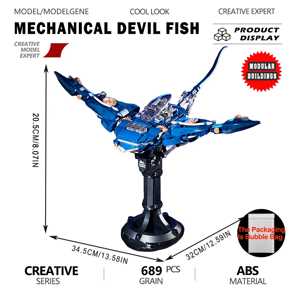 Mechanical Devil Fish Assembly Building Blocks Collection Model Bricks Tech-Themed Collectible Xmas Toys Gifts For Ornament
Mechanical Devil Fish Assembly Building Blocks Collection Model Bricks Tech-Themed Collectible Xmas Toys Gifts For Ornament