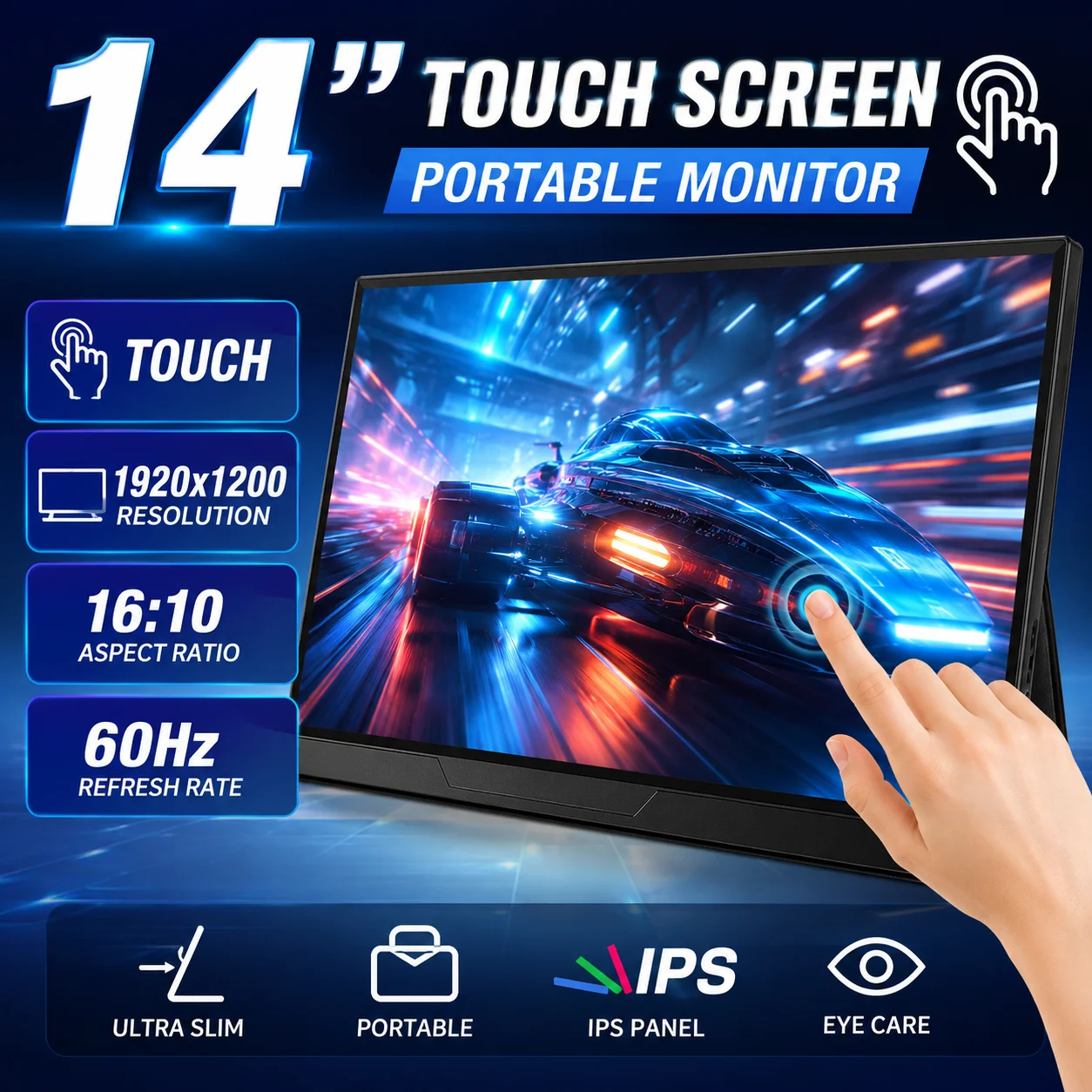 14 Inch Portable Touch Monitor Non-touch optional 16:10 250cd/m2 Gaming Computer Expand Display For XBox PS4/5 Switch Loptop
14 Inch Portable Touch Monitor Non-touch optional 16:10 250cd/m2 Gaming Computer Expand Display For XBox PS4/5 Switch Loptop