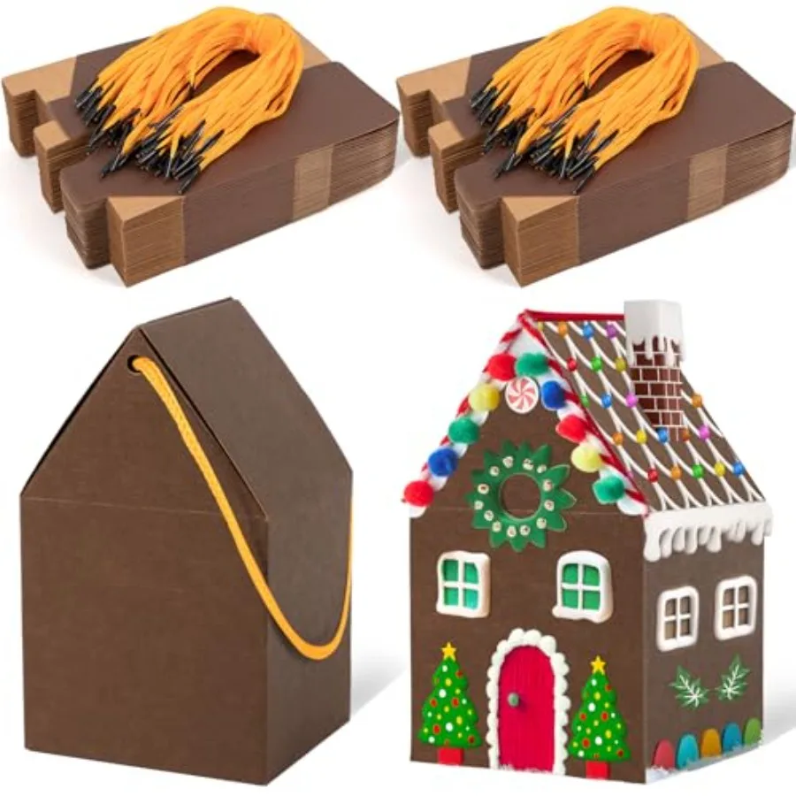50Pcs Christmas Gingerbread House Kit Deep Mocha Cardboard House-Shaped Cookie Gift Boxes with Ropes for DIY Crafts, Holiday Pa
50Pcs Christmas Gingerbread House Kit Deep Mocha Cardboard House-Shaped Cookie Gift Boxes with Ropes for DIY Crafts, Holiday Pa