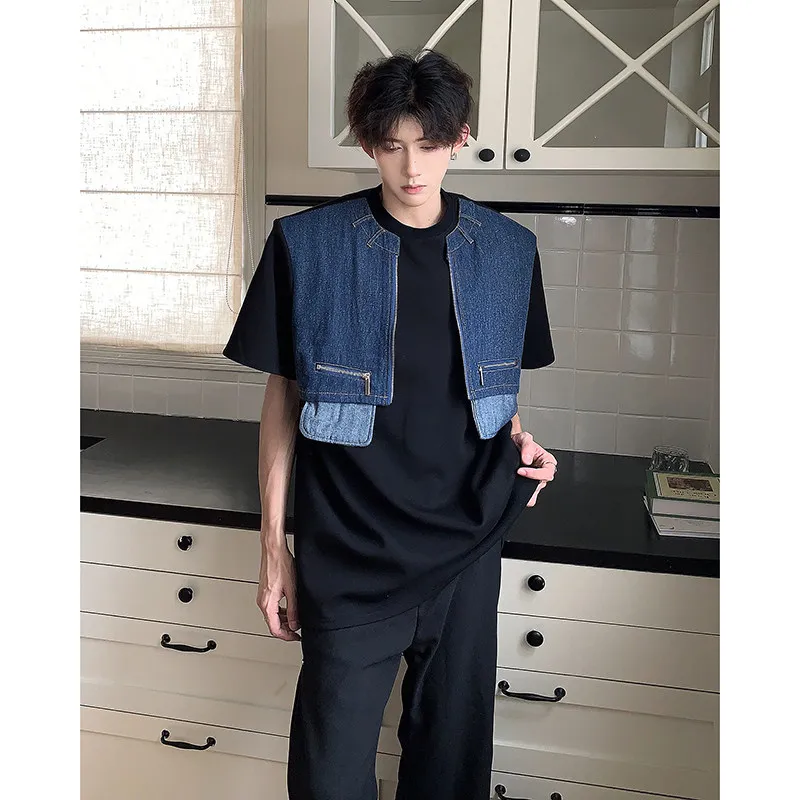 Летняя мужская футболка из денима с подплечниками, короткий рукав, молодежная модная трикотажная повседневная футболка с круглым вырезом, цветной топ
Летняя мужская футболка из денима с подплечниками, короткий рукав, молодежная модная трикотажная повседневная футболка с круглым вырезом, цветной топ