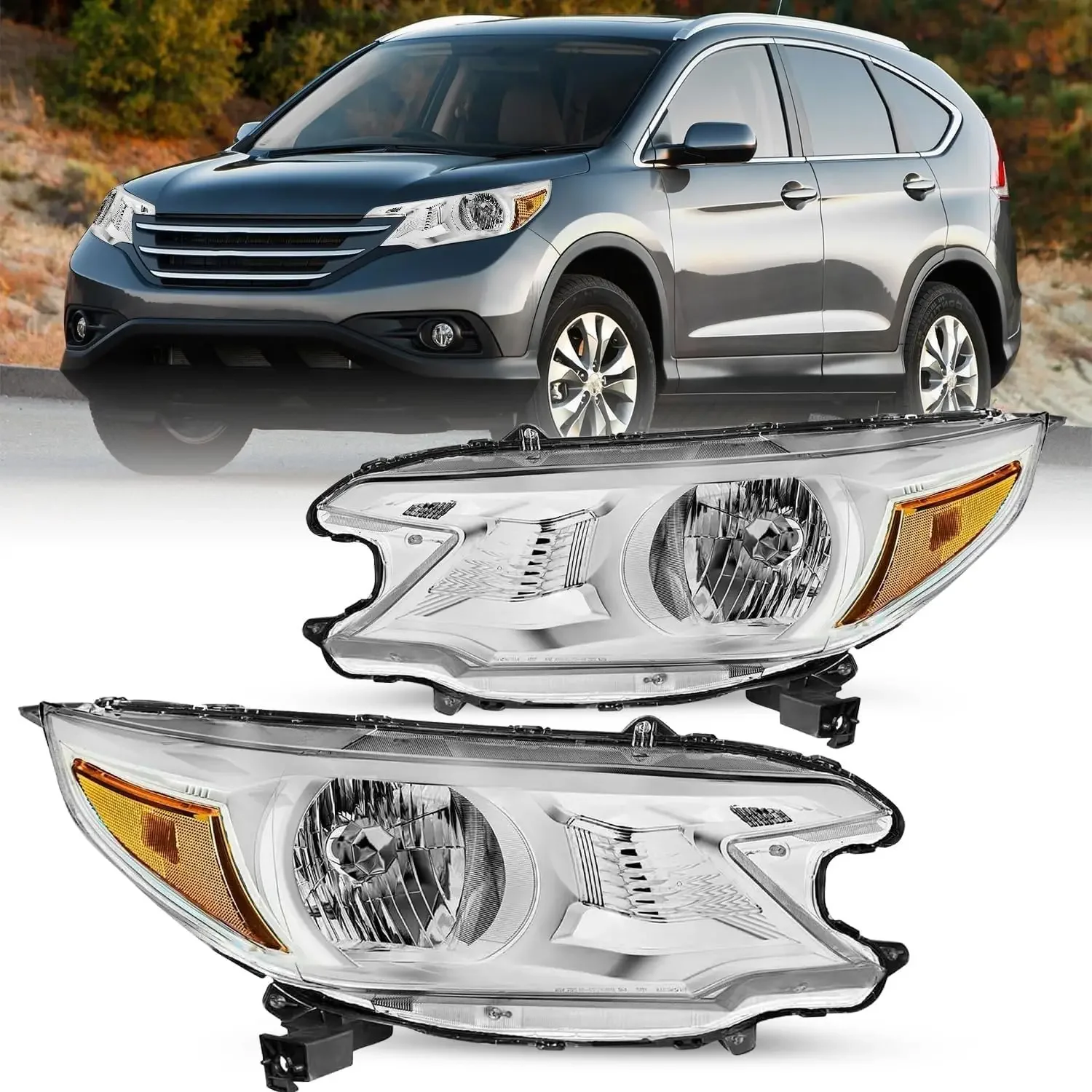 Headlight Assembly Replacement for 2012-2014 Honda CR-V Front Headlamp Halogen Head Light Lamp Chrome Housing with Amber Reflect
Headlight Assembly Replacement for 2012-2014 Honda CR-V Front Headlamp Halogen Head Light Lamp Chrome Housing with Amber Reflect