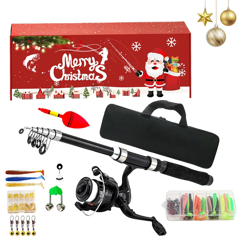 Beginner Fishing Set Christmas Lure Rod Set Lightweight Fiberglass Portable Fishing Equipment Right left Hand Use
Beginner Fishing Set Christmas Lure Rod Set Lightweight Fiberglass Portable Fishing Equipment Right left Hand Use