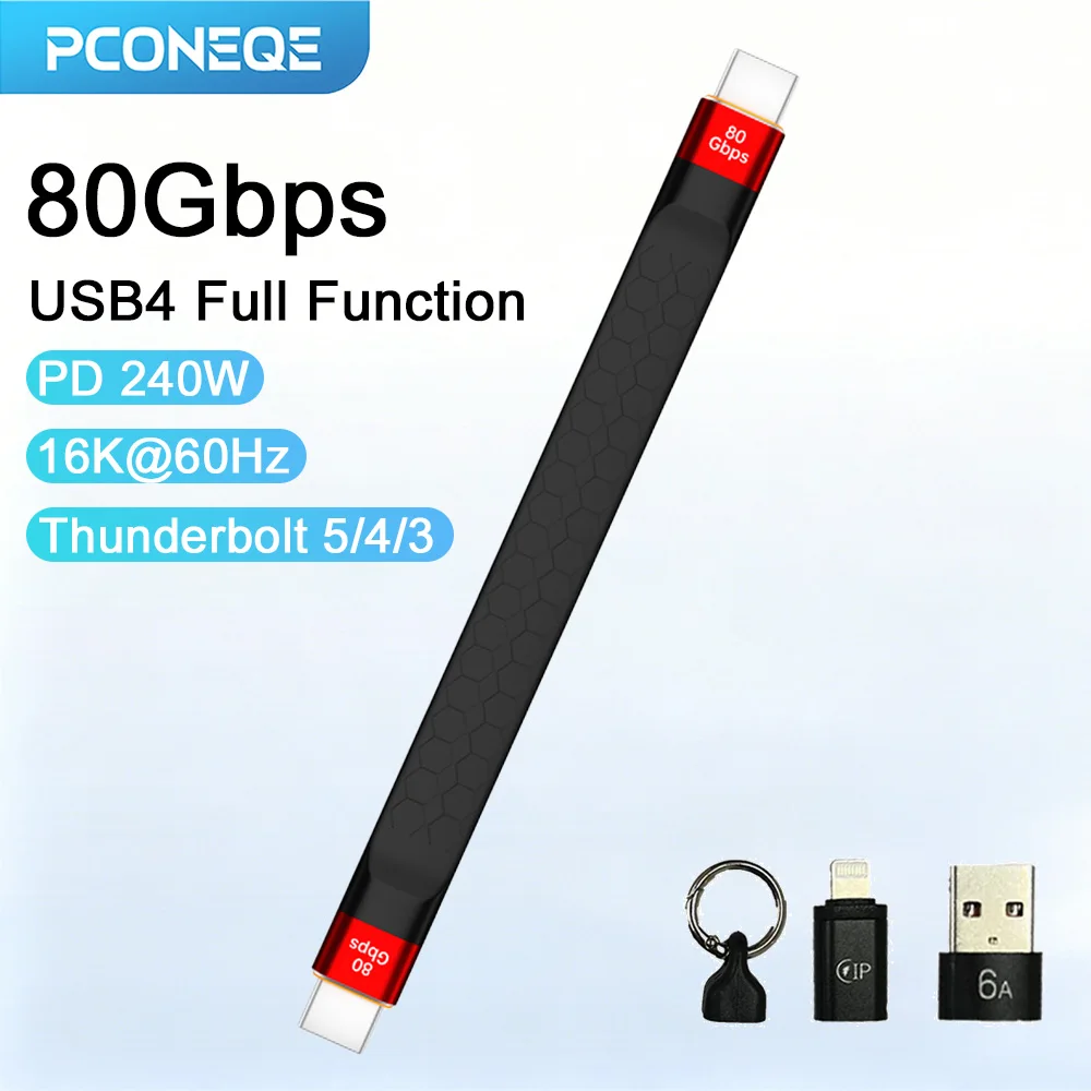 PCONEQE USB4 80Gbps USB C to USB C Cable 240W Fast Charging 16K for Thunderbolt 5/4/3 iPhone 17 with iPhone USB-A OTG Converter
PCONEQE USB4 80Gbps USB C to USB C Cable 240W Fast Charging 16K for Thunderbolt 5/4/3 iPhone 17 with iPhone USB-A OTG Converter