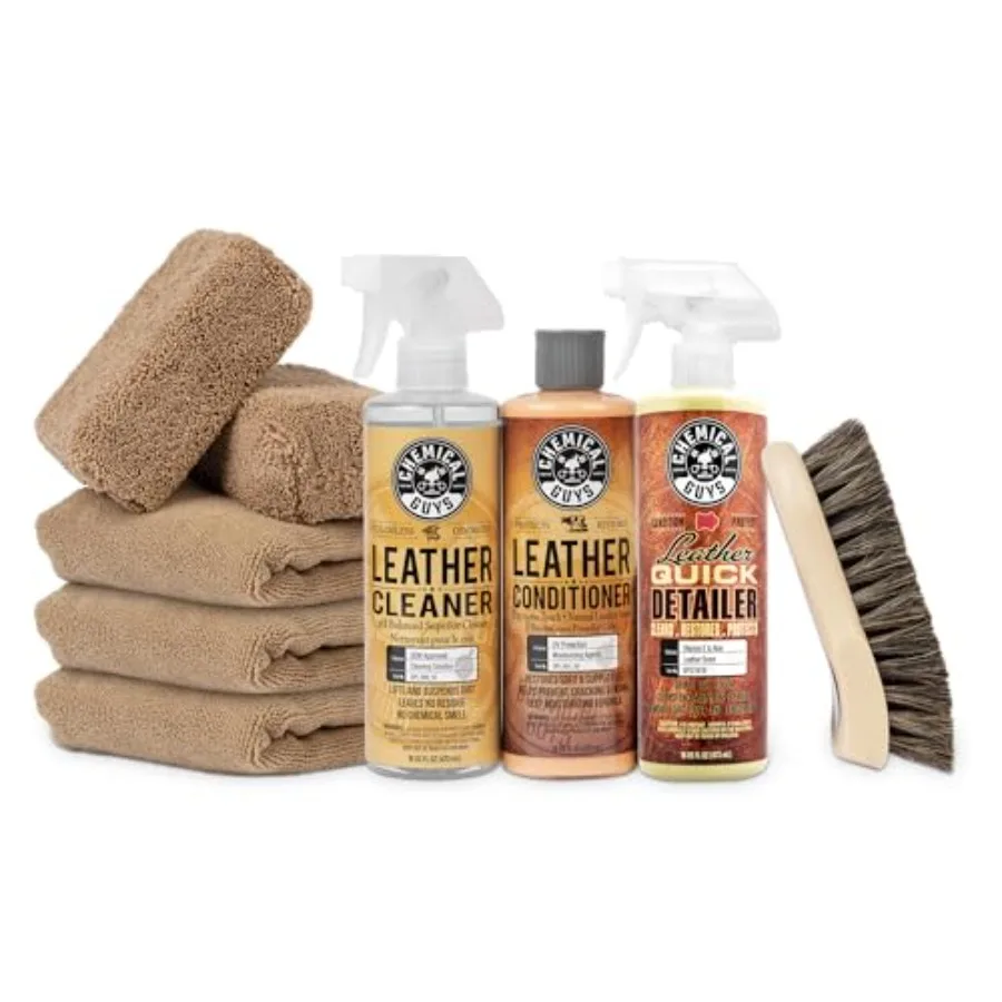 Leather Cleaner and Conditioner Detailing Kit - Leather Care Kit For Natural Synthetic Faux Pleather and More for Car Interiors
Leather Cleaner and Conditioner Detailing Kit - Leather Care Kit For Natural Synthetic Faux Pleather and More for Car Interiors