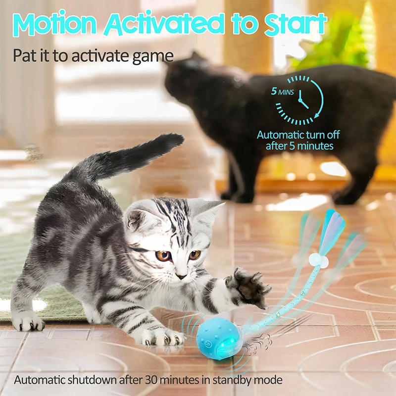 Interactive Cat Toys Ball For Indoor Cats, Automatic Moving Ball Toy With Elastic Mesh Tail
Interactive Cat Toys Ball For Indoor Cats, Automatic Moving Ball Toy With Elastic Mesh Tail