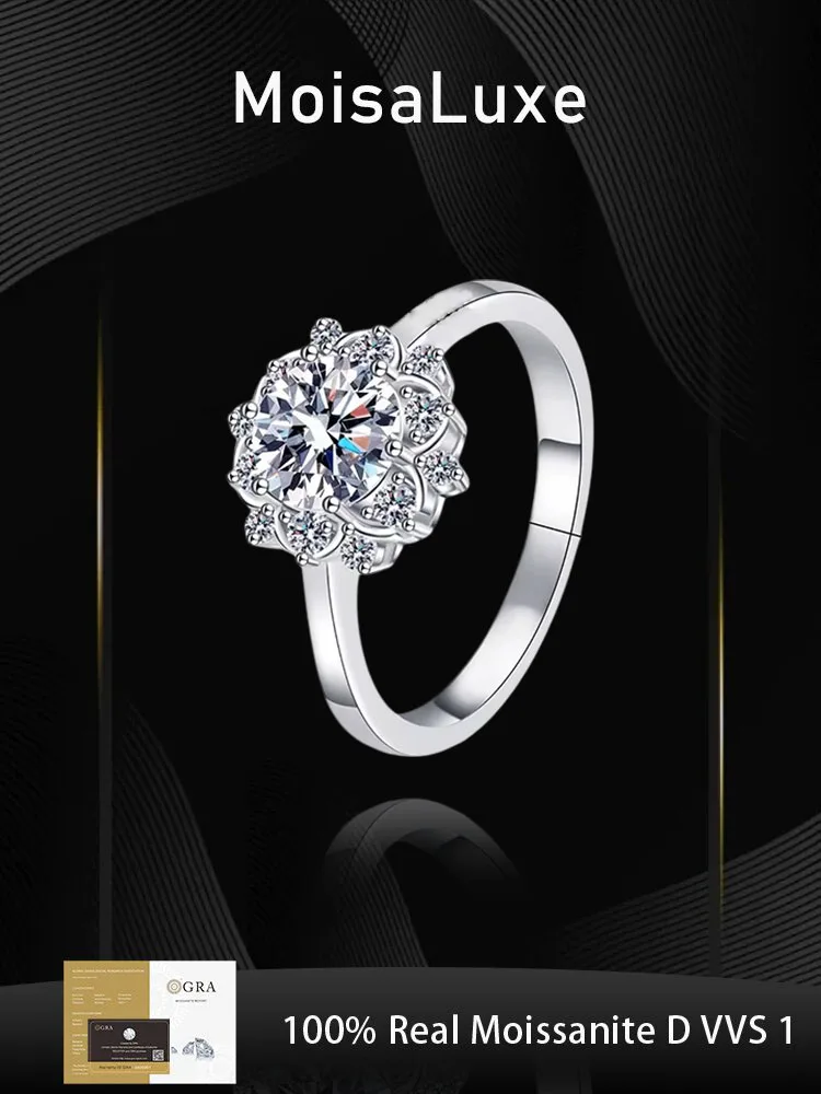 MoisaLuxe Official Store Sterling 925 Silver Women's Sunflower Classic Six-claw Ring Jewelry with GRA Certified Moissanite Ring
MoisaLuxe Official Store Sterling 925 Silver Women's Sunflower Classic Six-claw Ring Jewelry with GRA Certified Moissanite Ring