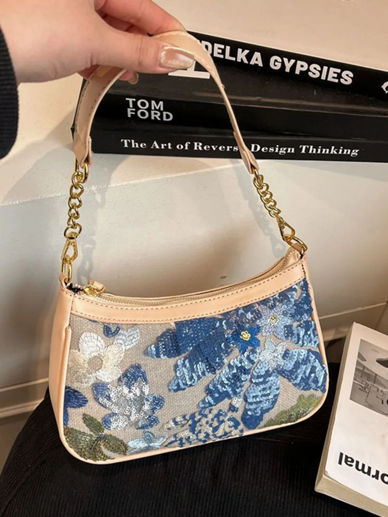 Vintage Floral Sequins Single Shoulder Bags for Women New Chinese Style Fashion Chains Zippers Messenger Bag Casual Handbags
Vintage Floral Sequins Single Shoulder Bags for Women New Chinese Style Fashion Chains Zippers Messenger Bag Casual Handbags