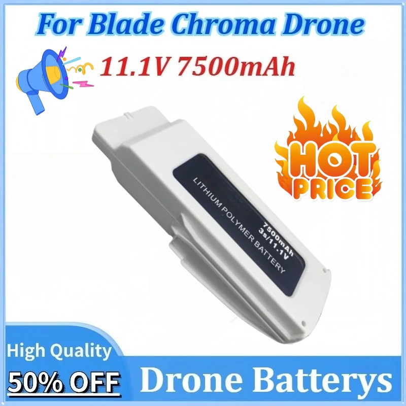 11.1V 7500mAh Newly upgraded 3S LiPo Drone Battery for Blade Chroma Drone RC FPV Quadcopter Lipolymer Rechargeable Battery
11.1V 7500mAh Newly upgraded 3S LiPo Drone Battery for Blade Chroma Drone RC FPV Quadcopter Lipolymer Rechargeable Battery