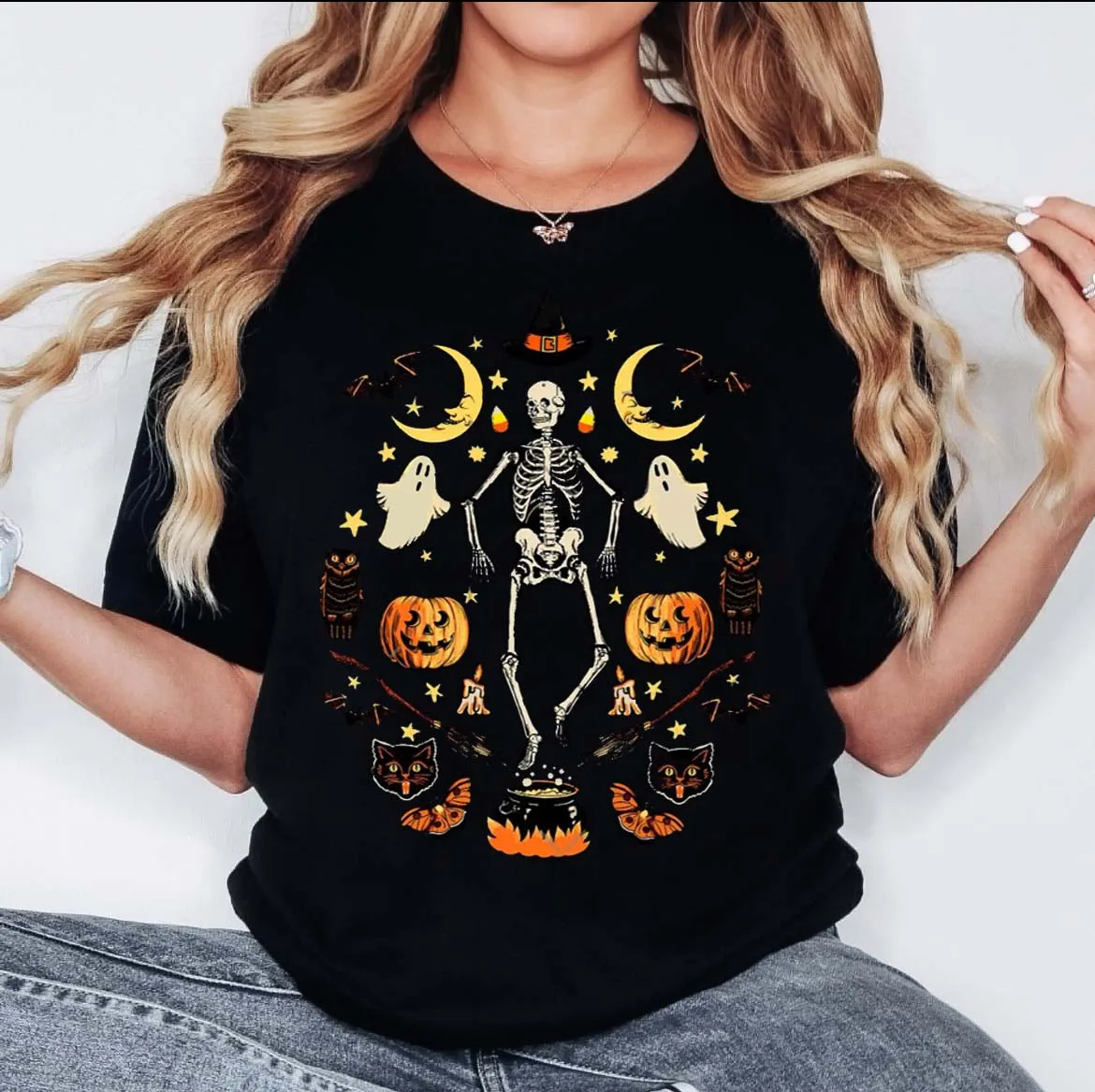 Horror Halloween Style Cartoon Funny Women's T-Shirt Vintage Soft Summer Short Sleeve Retro Skluu Graphic Printed Fashion Top
Horror Halloween Style Cartoon Funny Women's T-Shirt Vintage Soft Summer Short Sleeve Retro Skluu Graphic Printed Fashion Top