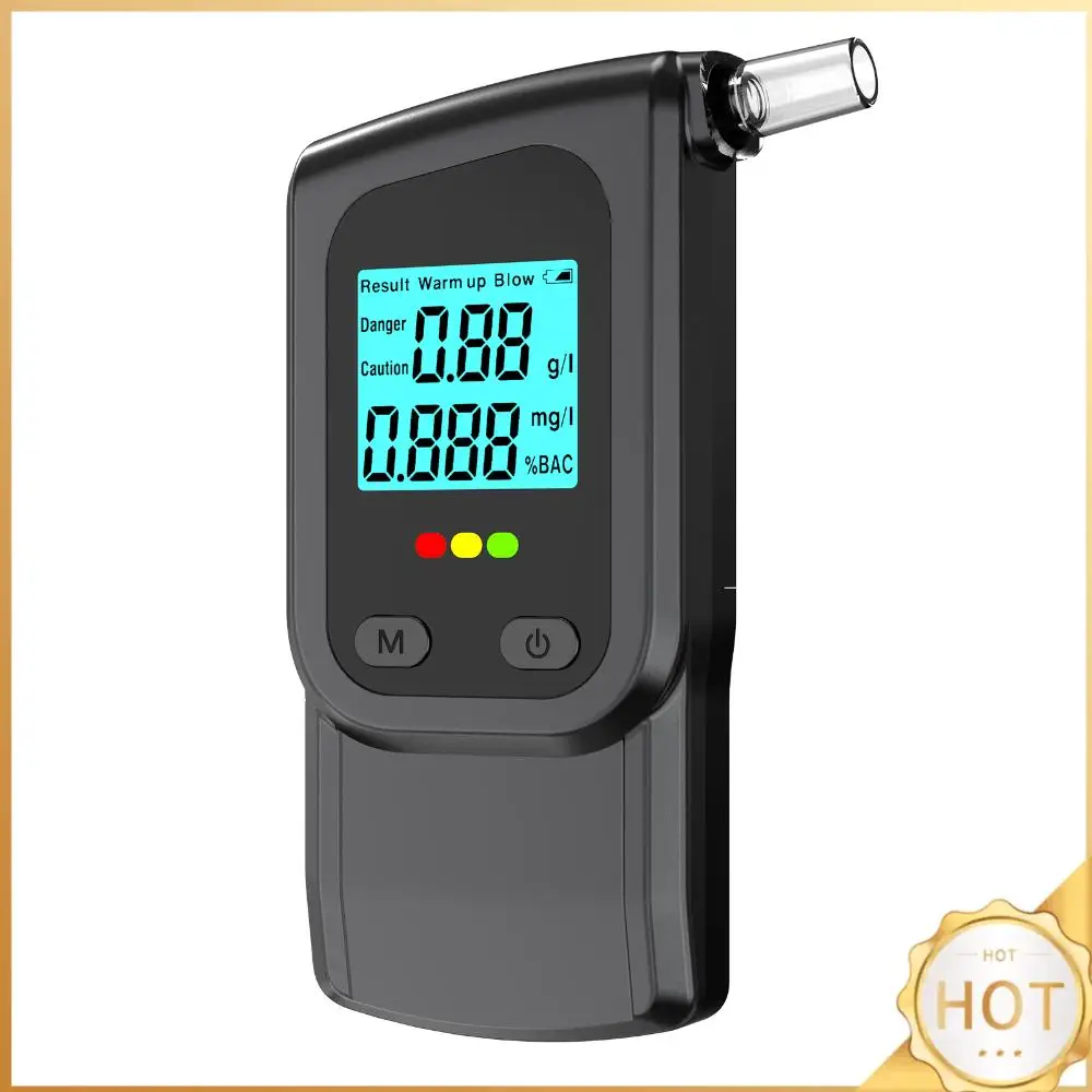 Portable Breath Alcohol Tester with LED Display and 5 Mouthpieces Alcotester Alcohol Testing Device for Home Or Party Use