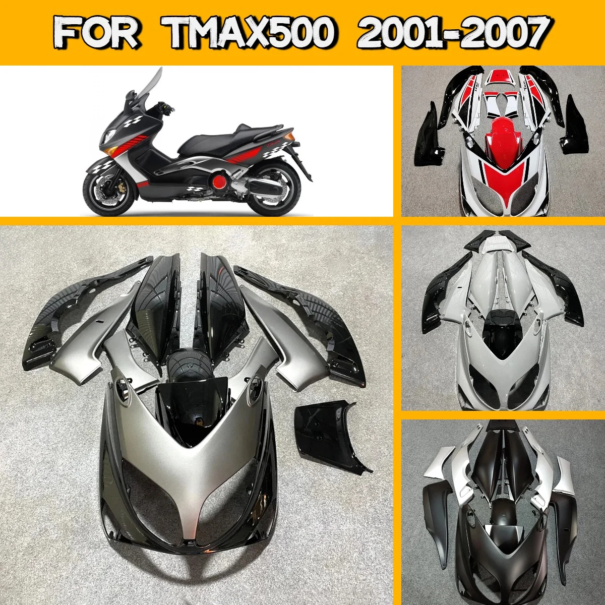 Customize Painting Fairing Set 2001-2007 TMAX 500 Injection Mold Motorcycle Fairings for 01-07 Yamaha T-MAX500 Body Panels
Customize Painting Fairing Set 2001-2007 TMAX 500 Injection Mold Motorcycle Fairings for 01-07 Yamaha T-MAX500 Body Panels