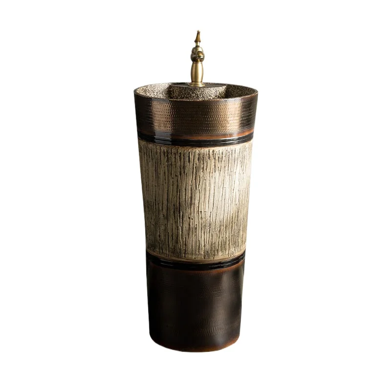 Gold retro column basin column washbasin integrated floor-standing sink outdoor
Gold retro column basin column washbasin integrated floor-standing sink outdoor