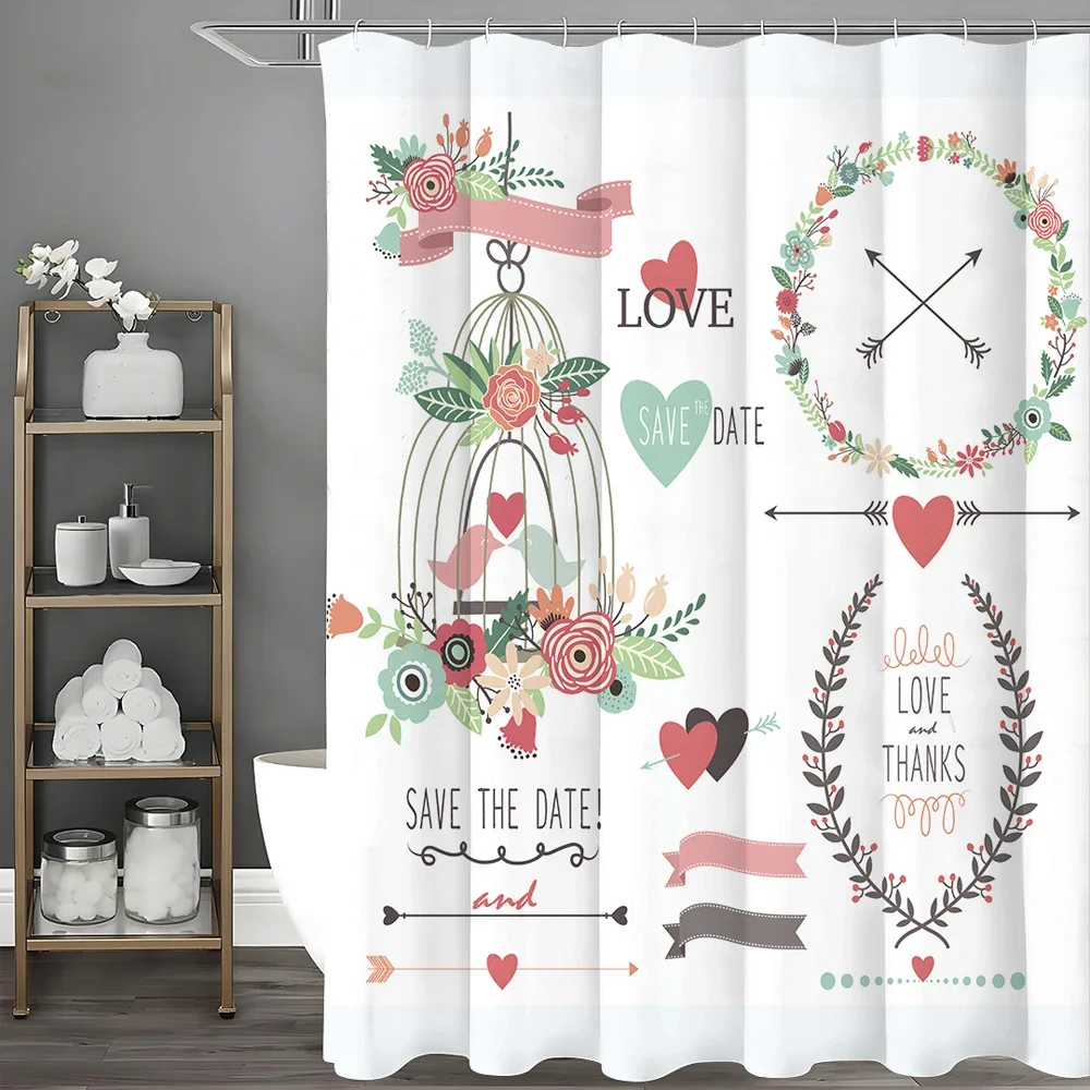 Birdcage Wreath Love Arrow Shower Curtain, Bathroom Decorative Shower Curtain, Waterproof Shower Curtain with Hooks
Birdcage Wreath Love Arrow Shower Curtain, Bathroom Decorative Shower Curtain, Waterproof Shower Curtain with Hooks