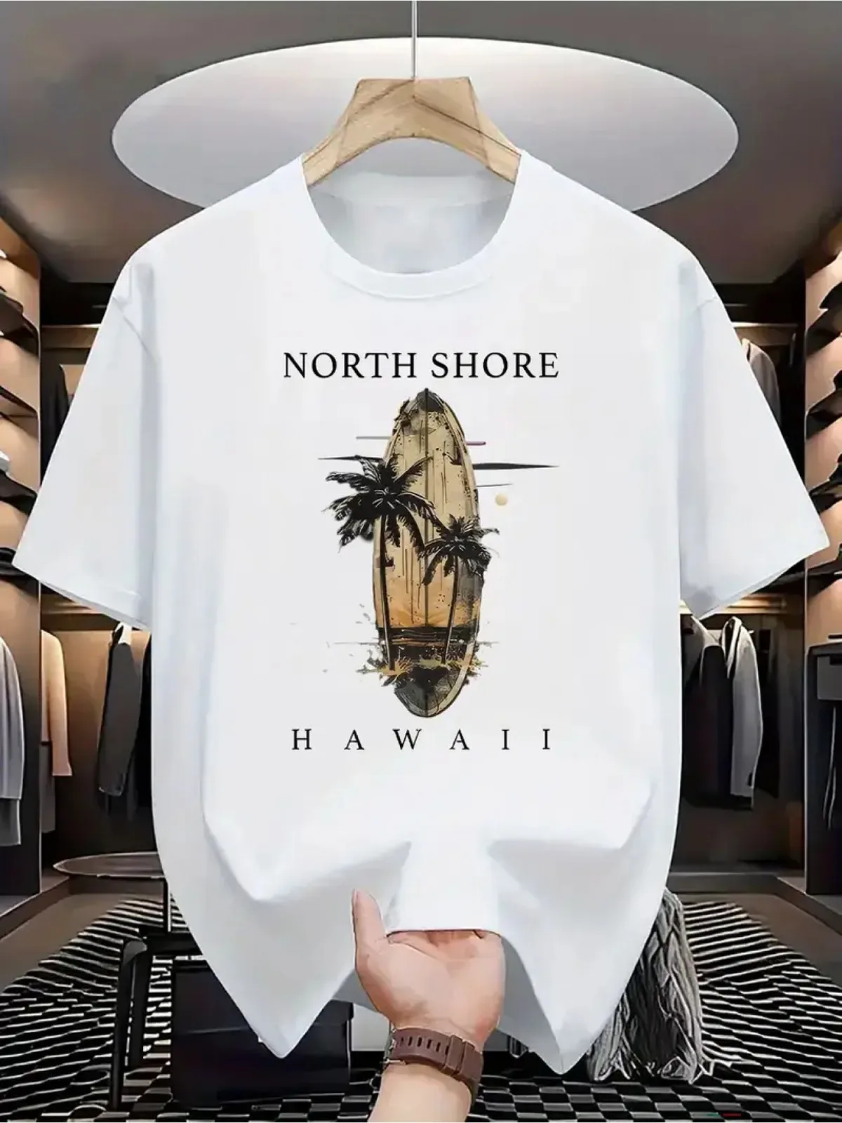 Men's Essential! Short-Sleeve T-Shirt with North Shore Hawaii Elements, Surfboar
Men's Essential! Short-Sleeve T-Shirt with North Shore Hawaii Elements, Surfboar