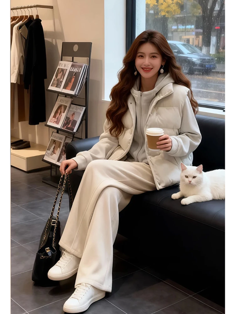 Faionable Casual Women's Winter Set Thiened Hoodie Vest Wide Leg Pants Tee Piece Suit Warm Comfortable Loose Fit Sle
Faionable Casual Women's Winter Set Thiened Hoodie Vest Wide Leg Pants Tee Piece Suit Warm Comfortable Loose Fit Sle